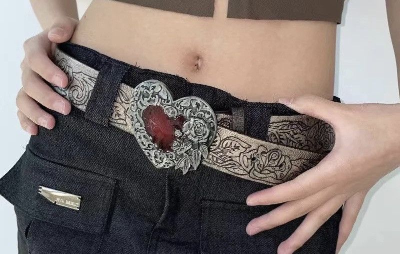 Retro Embossed Love Belt