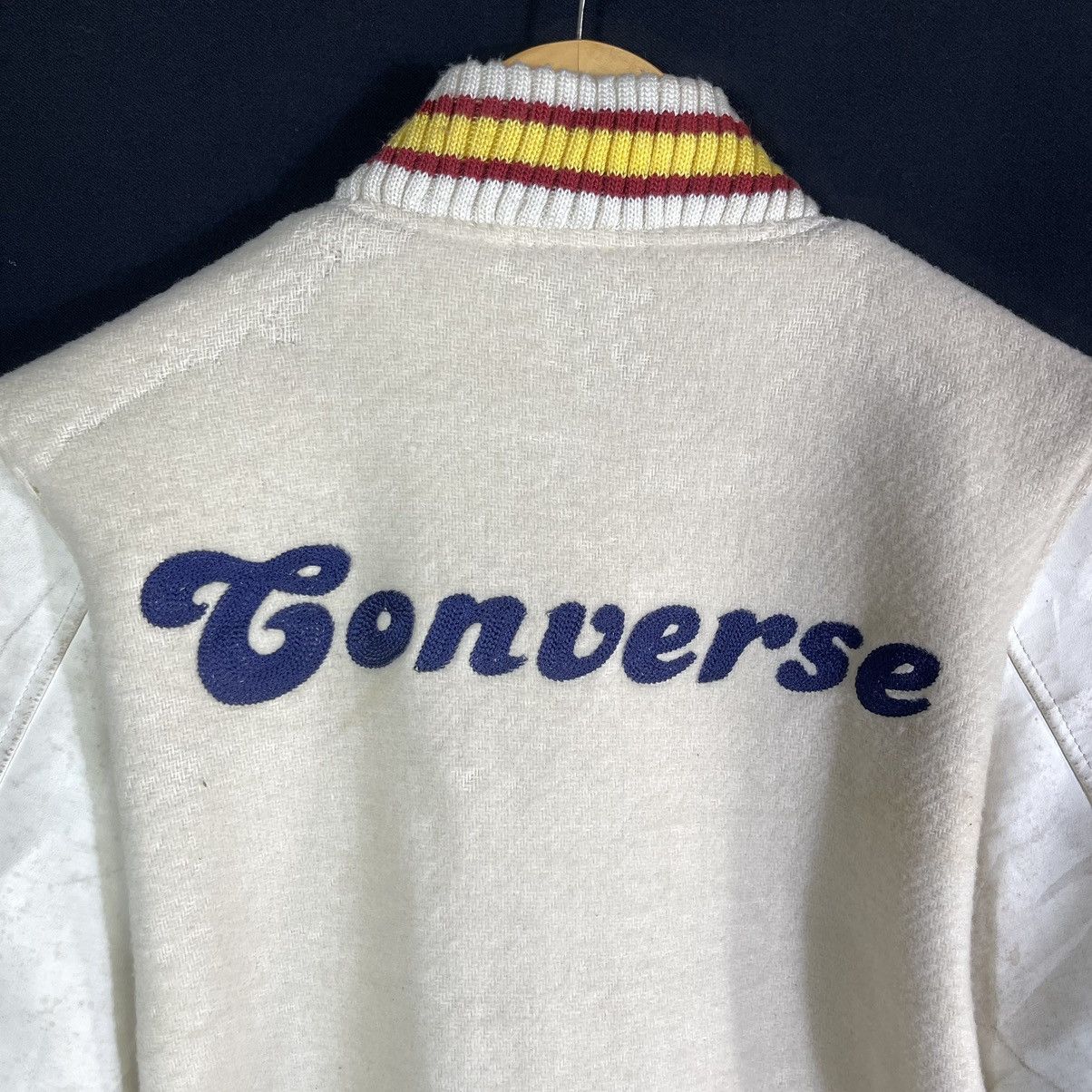 Converse × Vintage Rare! Vintage Converse Varsity Wool Leather Sleeves Jacket Size US M / EU 48-50 / 2 - 9 Thumbnail