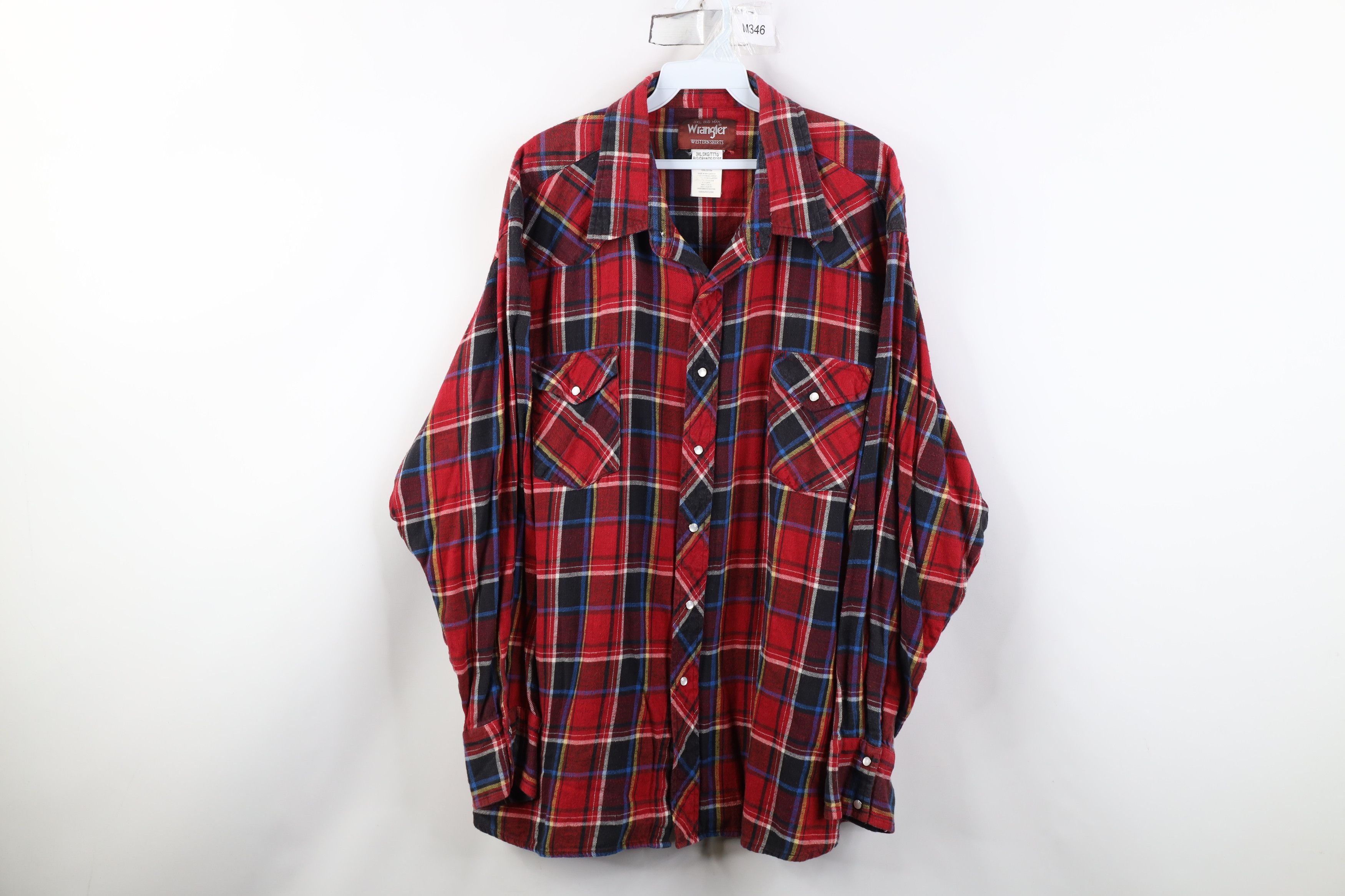 Wrangler Vintage 90s Wrangler Cowboy Flannel Snap Button Shirt Plaid Size US XXL / EU 58 / 5 - 1 Thumbnail