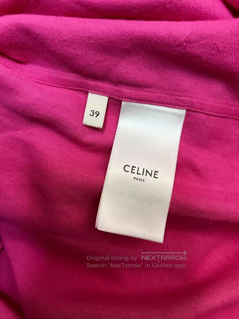 Celine CELINE size 39 Fuchsia Logo Black Edge Two Pocket Shirt Sho Size US S / EU 44-46 / 1 - 4 Thumbnail