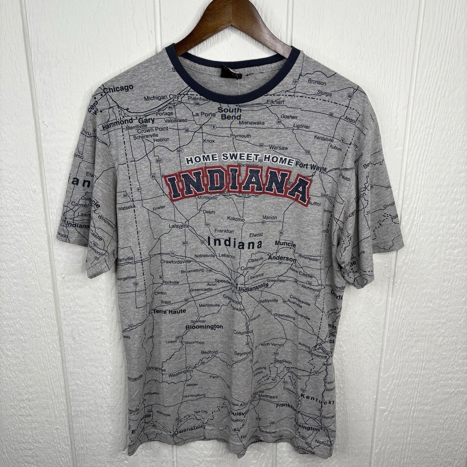 Other Vintage 90’s Grey Indiana State Road Map Tee Shirt Medium Size US M / EU 48-50 / 2 - 1 Thumbnail