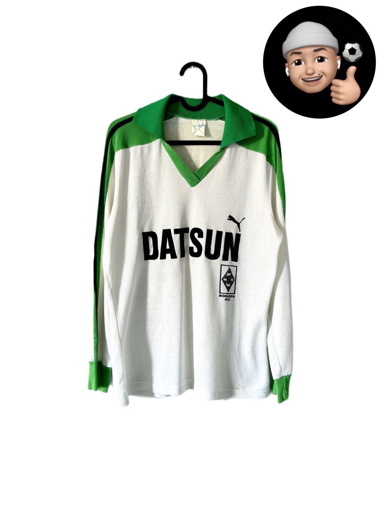 image of 1980 1981 Borussia Mönchengladbach Puma Retro Soccer Jersey in White, Men's (Size Medium)