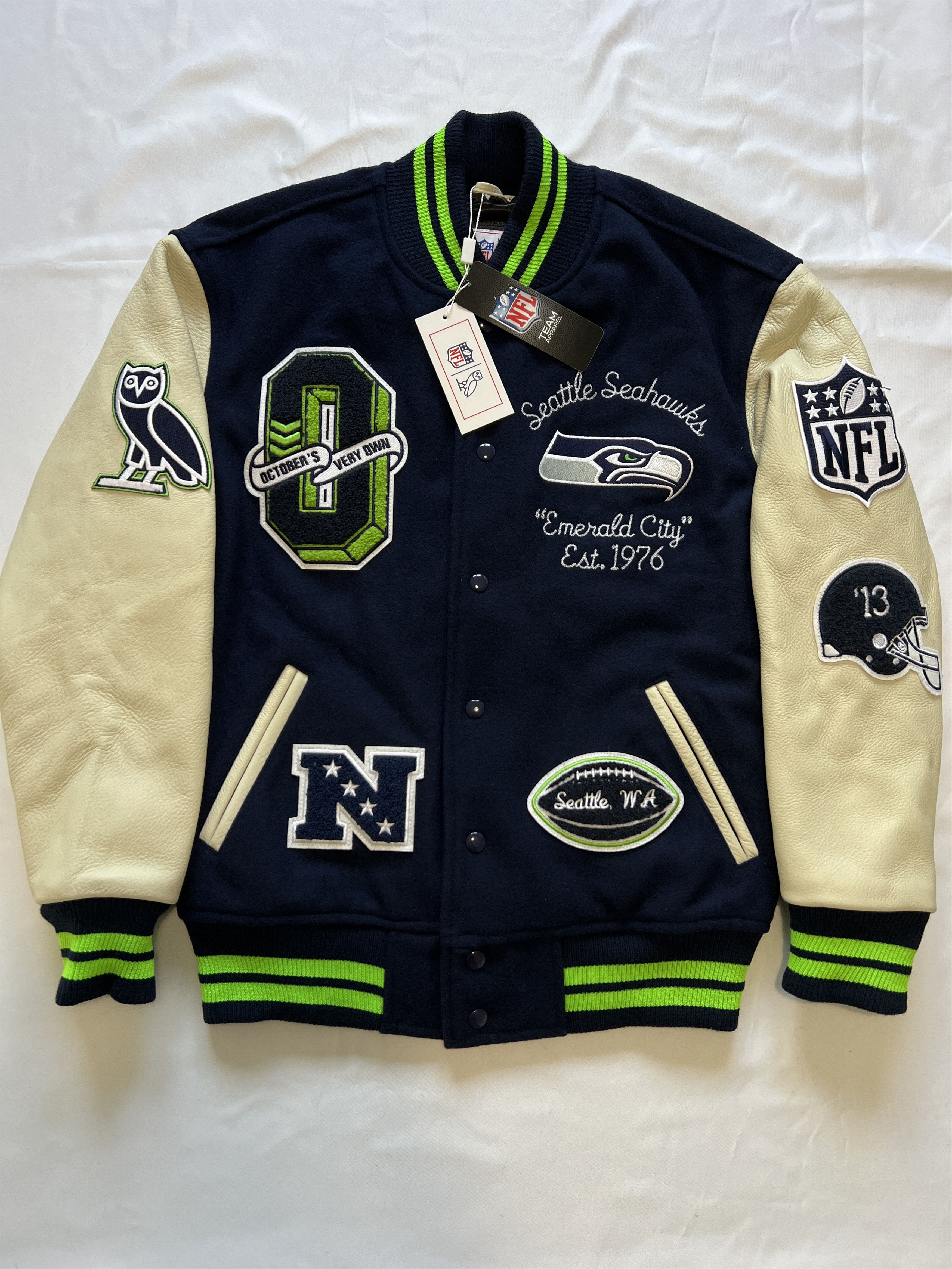 Drake OVO x NFL Seattle Seahawks VARSITY JACKET Size US S / EU 44-46 / 1 - 1 Thumbnail