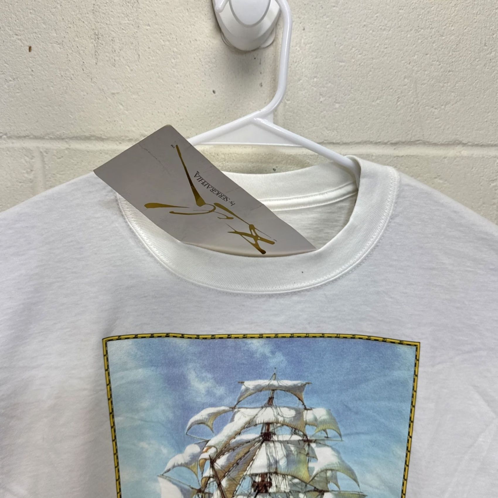 Jerzees Vintage Salvador Dali The Ship T Shirt XL Men White Graphic 1990s Surreal Deadstock Rare Early Jerzees Shirt Size US XL / EU 56 / 4 - 6 Thumbnail