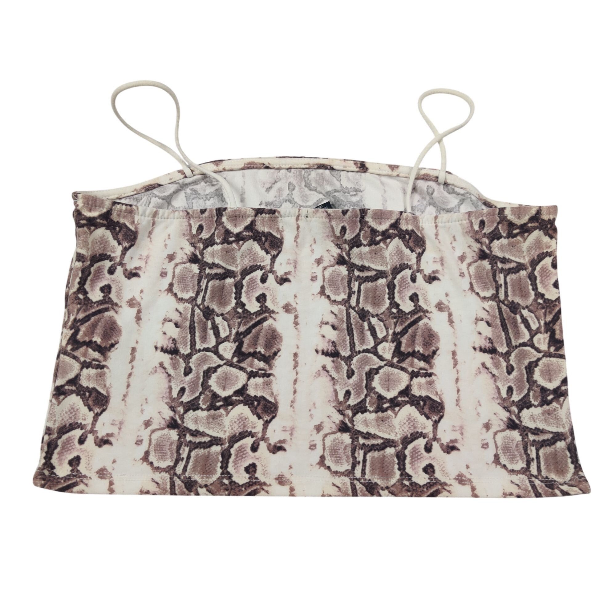 Vintage Streetwear Society Snake Skin Crop Top XL Brown Spaghetti Vi Size XL / US 12-14 / IT 48-50 - 2 Thumbnail