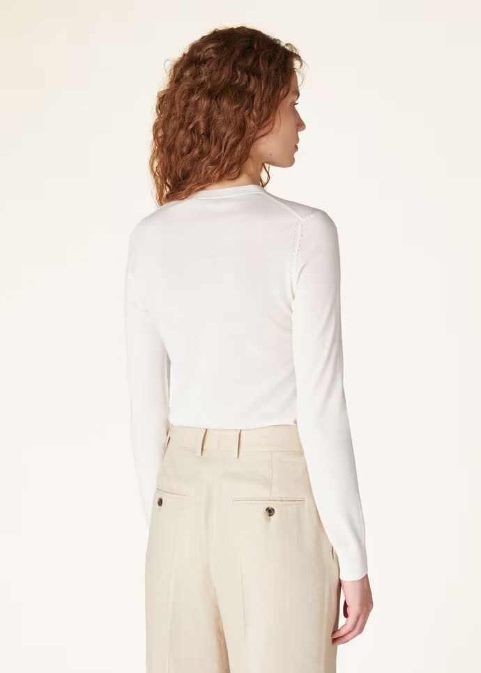 Loro Piana o1w1db10724 Neo Piuma Crew Neck Sweater in White Size XS / US 0-2 / IT 36-38 - 6 Thumbnail
