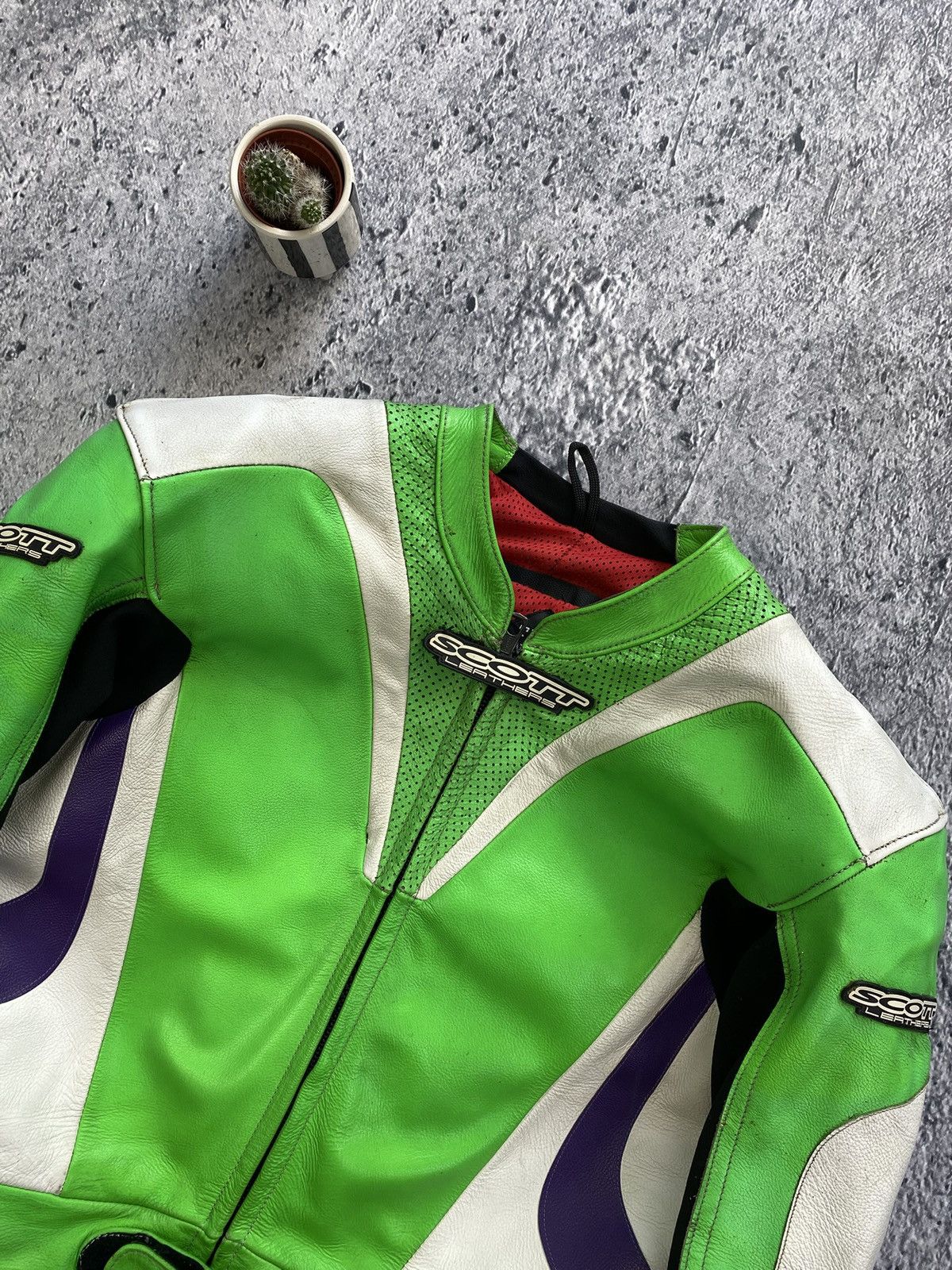 Vintage Leather Jacket Racing Kawasaki Scott USA