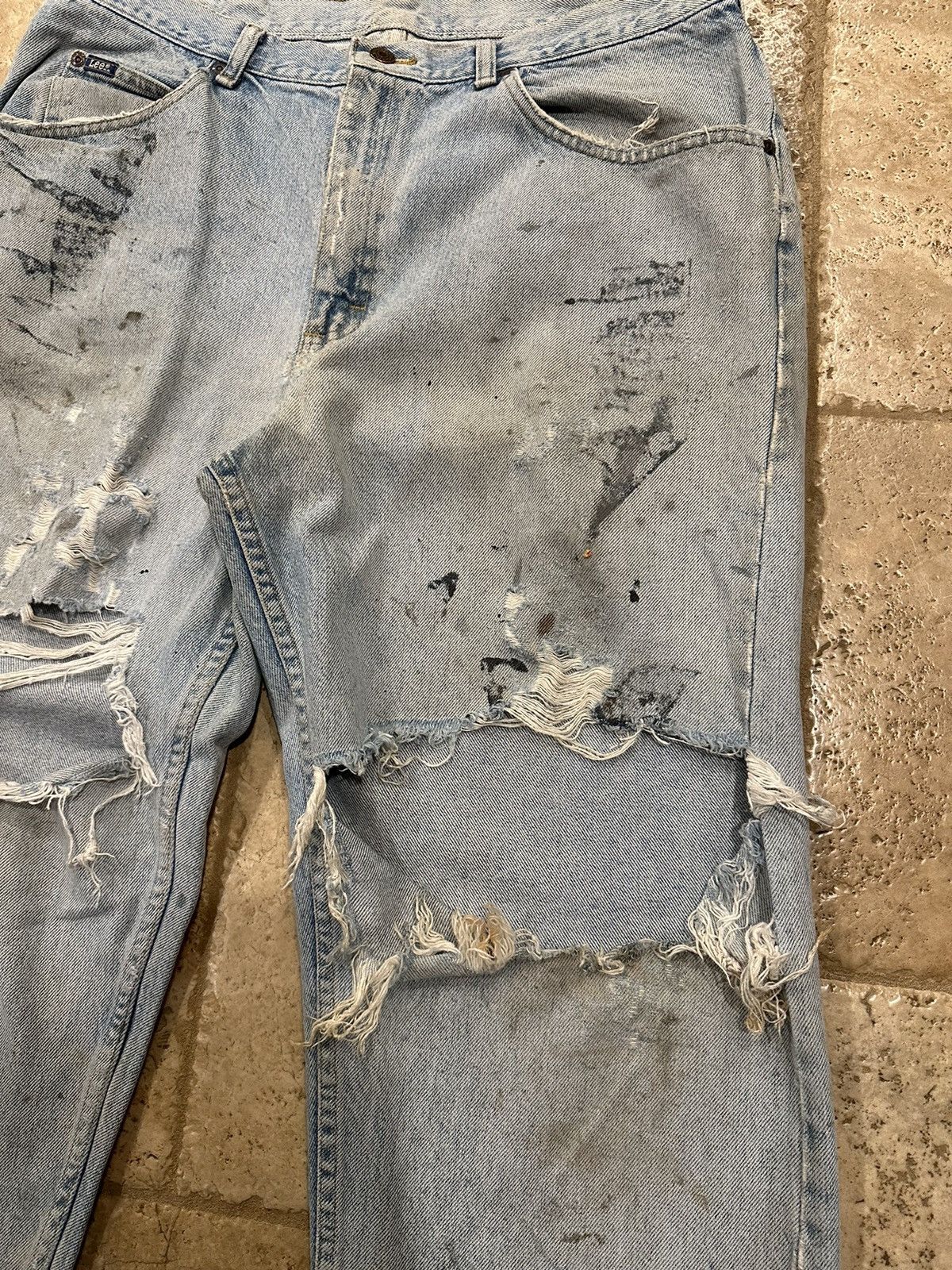 Lee Vintage Lee Painter Blue Denim Thrashed / Distressed Jeans Size US 36 / EU 52 - 8 Thumbnail