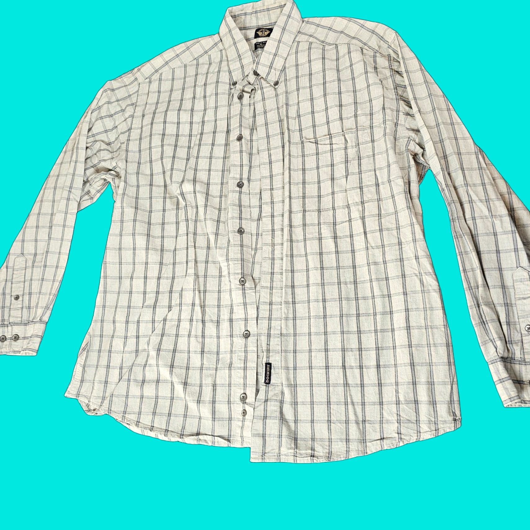 Dockers DOCKERS Button-Up Shirt Men XL Long Sleeve Gray Plaid Cotton Casual Size US XL / EU 56 / 4 - 1 Thumbnail
