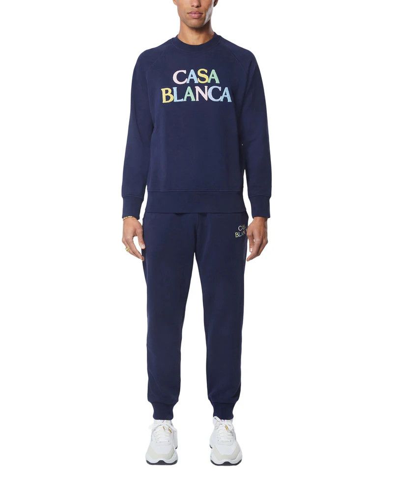 Casablanca Navy Embroidered Arch Logo Sweatpants Size US 36 / EU 52 - 2 Thumbnail