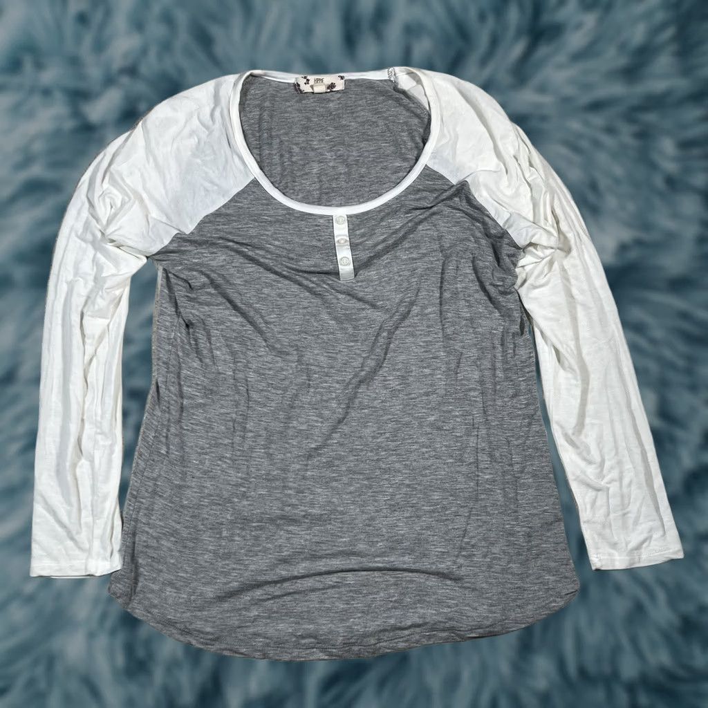 Vintage Hippie Rose Shirt Women Large Gray Longsleeve Top L Size Size L / US 10 / IT 46 - 1 Thumbnail