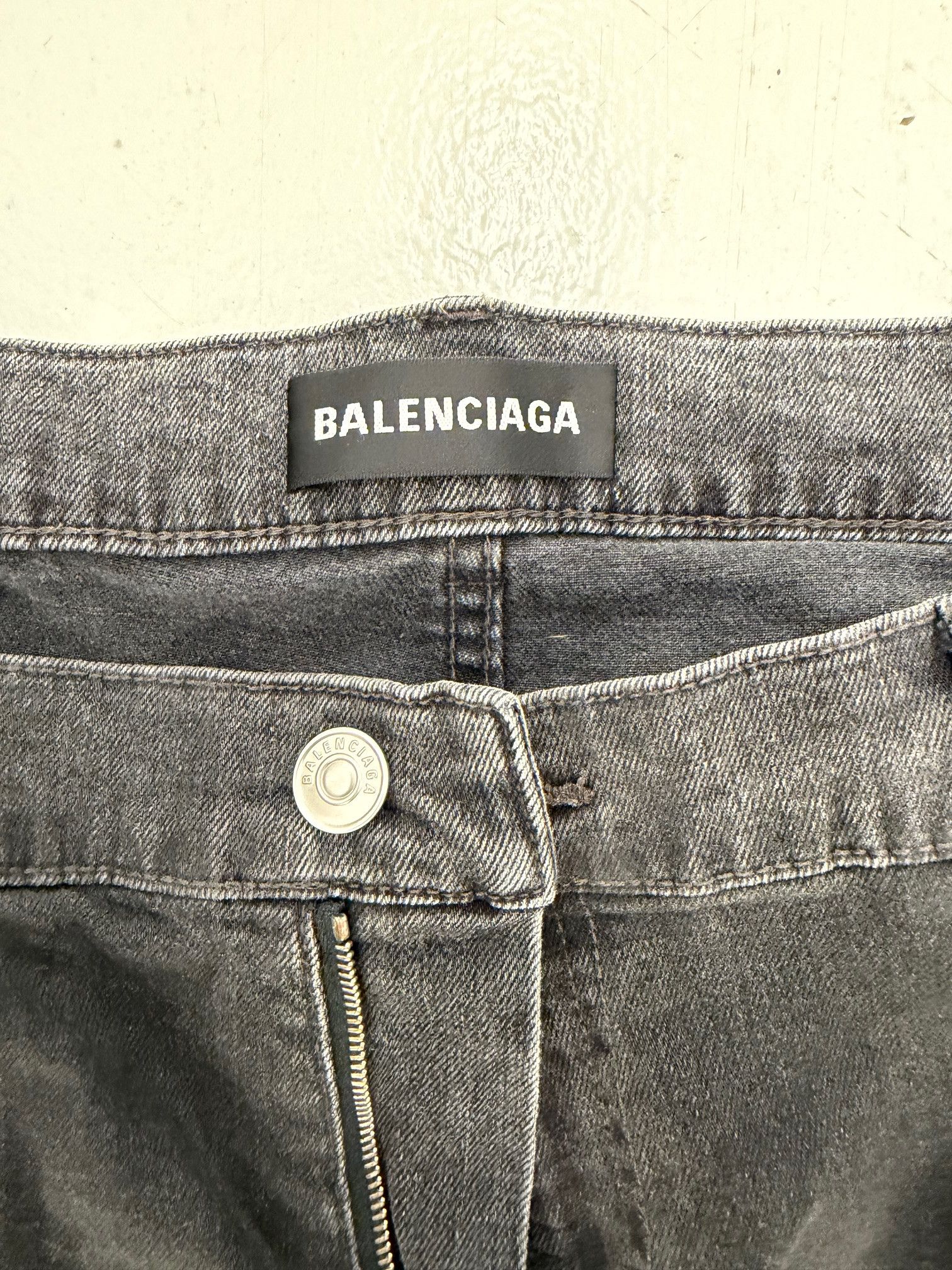 Balenciaga Early Demna Slim-Fit Coated Stretch-Denim Jeans Faded Black Size US 36 / EU 52 - 3 Thumbnail