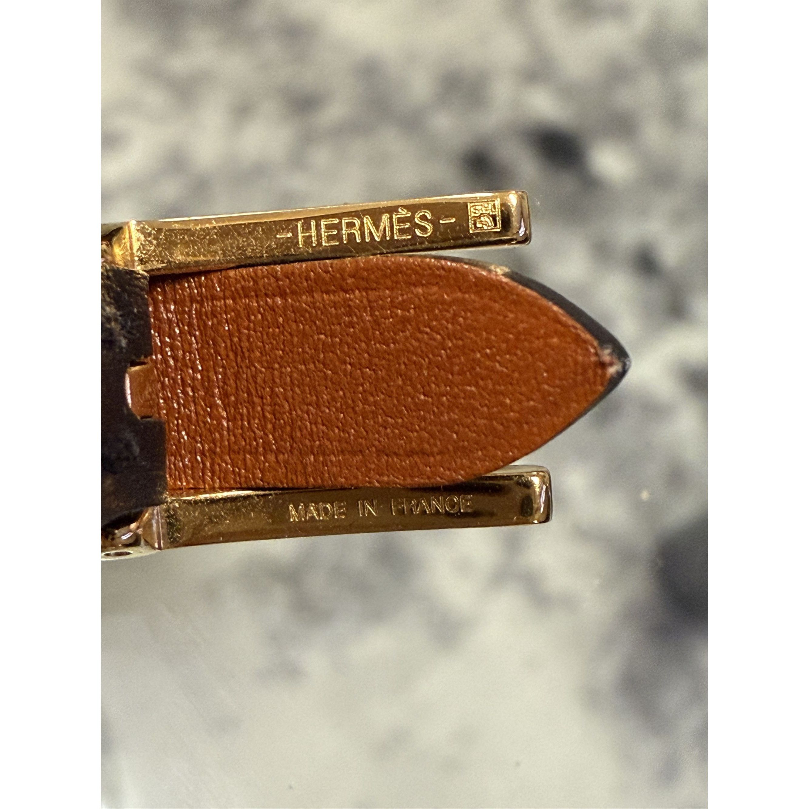 Hermes Hermès Black & Tan Reversible Leather Bracelet With Gold-Pla Size ONE SIZE - 7 Thumbnail