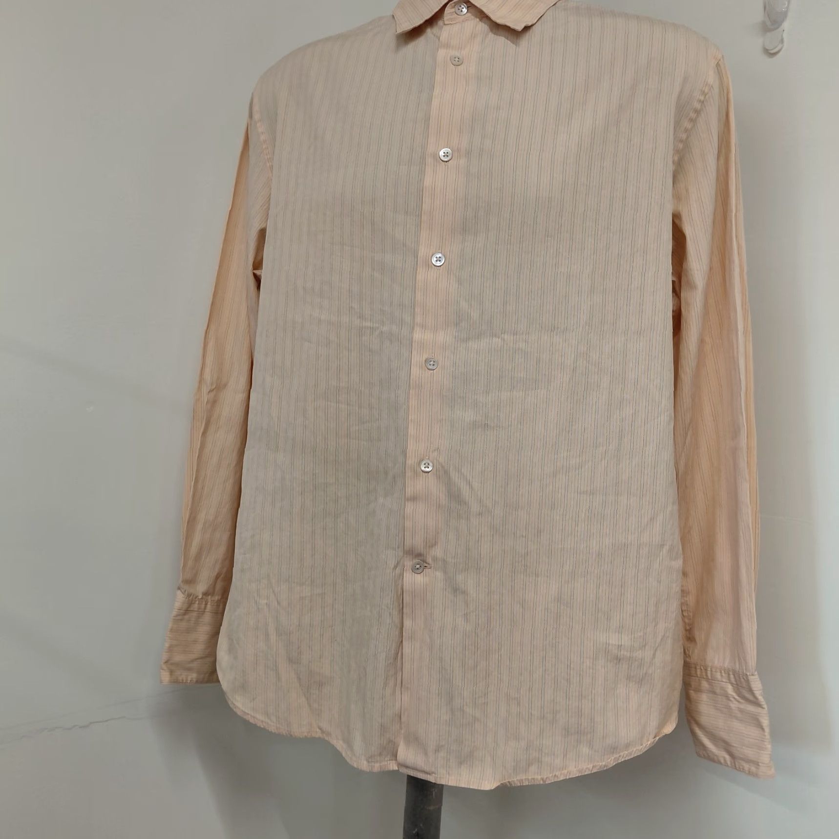 John Varvatos John Varvatos Shirt Men's Large Peach Striped Button Up Long Sleeve Casual Shirt Size US L / EU 52-54 / 3 - 2 Thumbnail