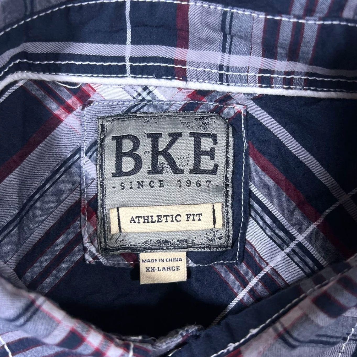 BKE BKE Athletic Fit Multi Check Cowboy Western Popper Long Sleeve Shirt XXL Navy Men Button-Up Casual Western 1960s? Size US XXL / EU 58 / 5 - 3 Thumbnail