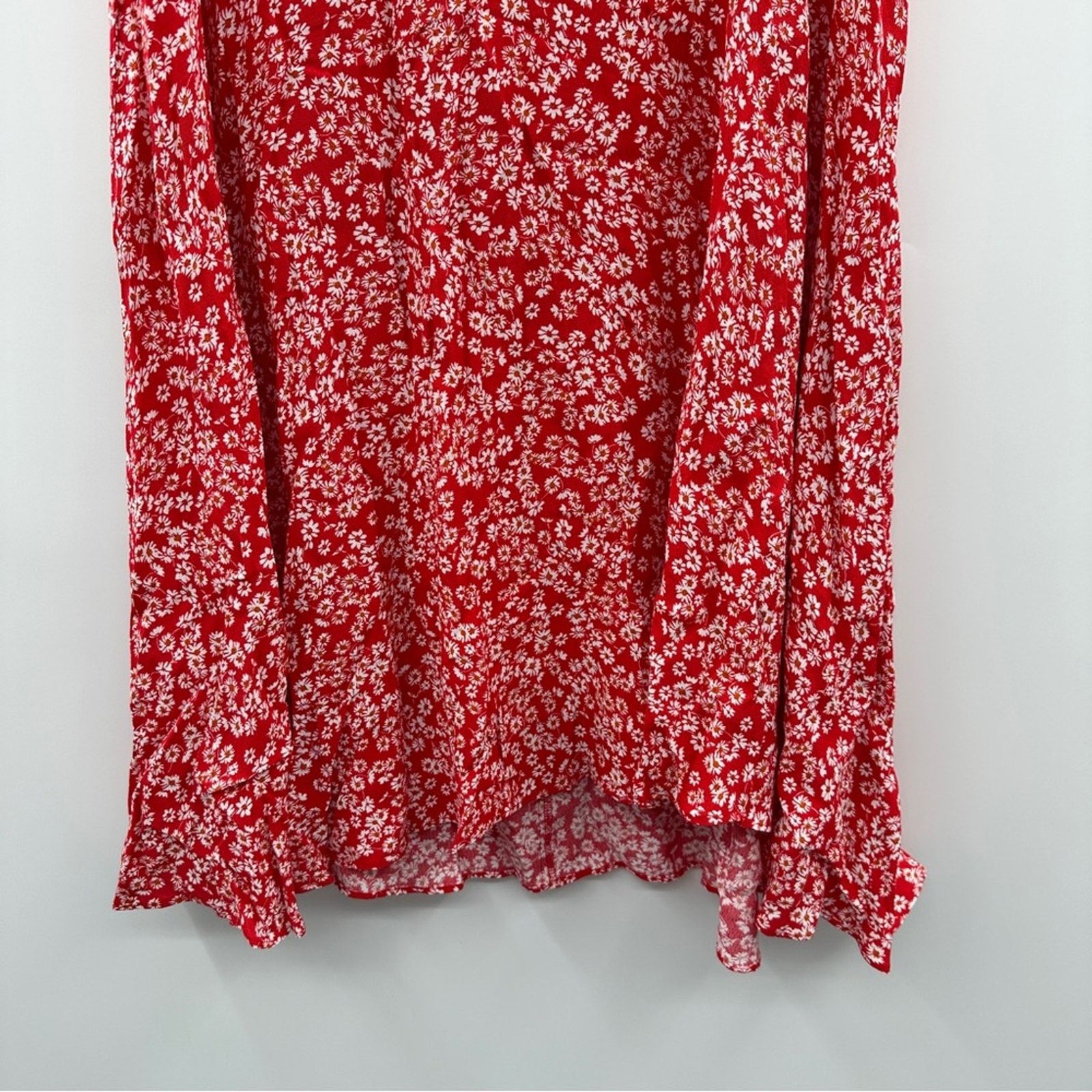 Madewell Madewell Midi Slip Side Slit Skirt in Red & White Floral XS Size 24" / US 00 / IT 34 - 5 Thumbnail