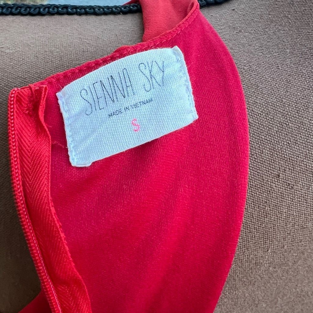 Other Sienna Sky Vibrant Red Dress Eyelet Details Throughout Bodic Size S / US 4 / IT 40 - 8 Thumbnail