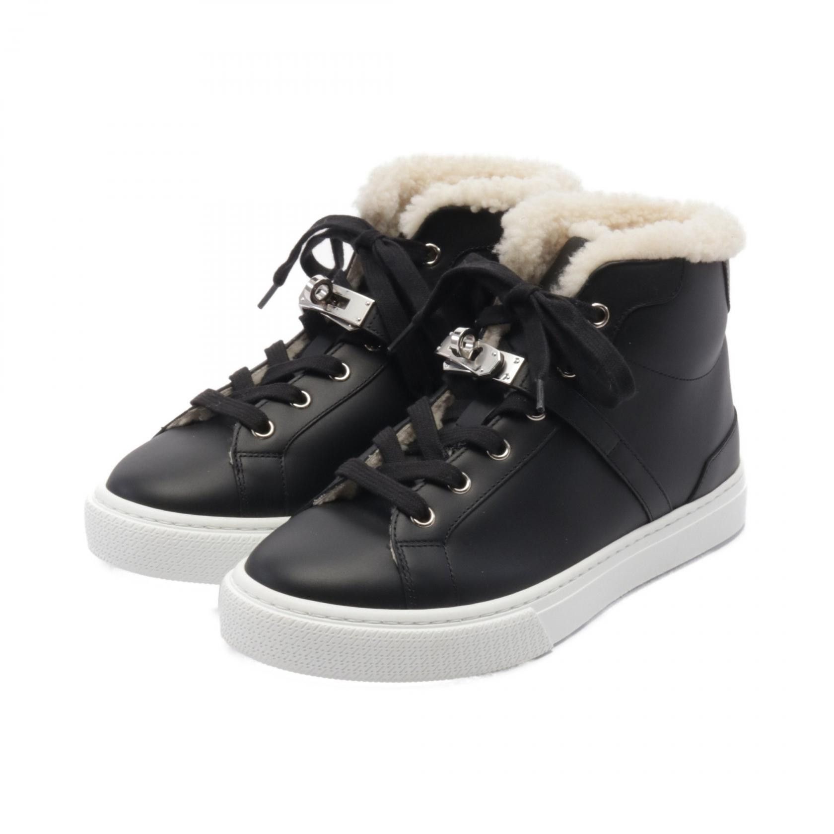 Hermes Hermes Kelly Buckle Leather Sneakers Leather Shoes in Black, Men's