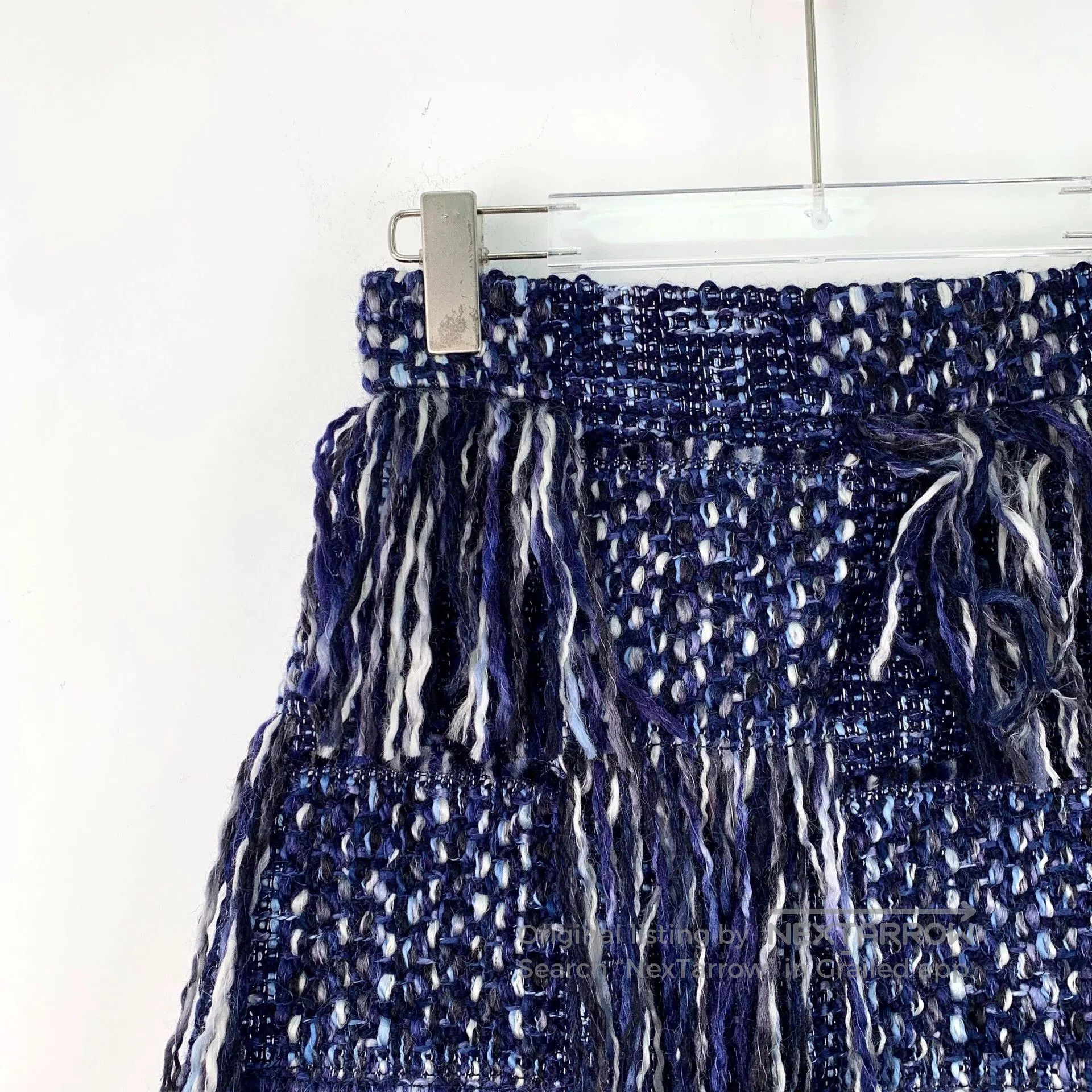 Dior blue wool fringed mini skirt by dior. Size US 38 / EU 54 - 3 Thumbnail