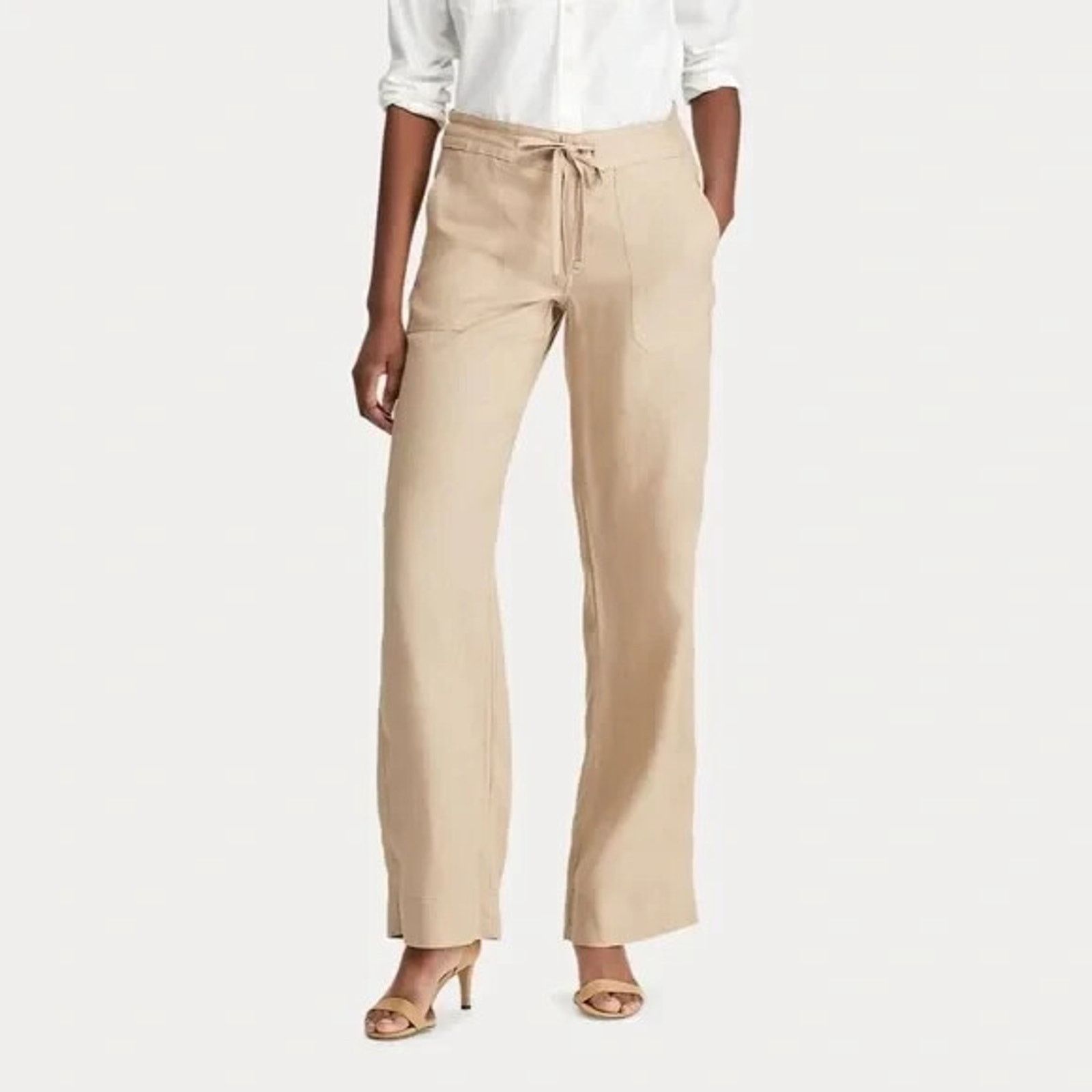 Lauren Ralph Lauren New W/Tag Lauren Ralph Lauren Womens Linen Wide Leg Pants 14 Size 36" / US 14 / IT 50 - 1 Thumbnail