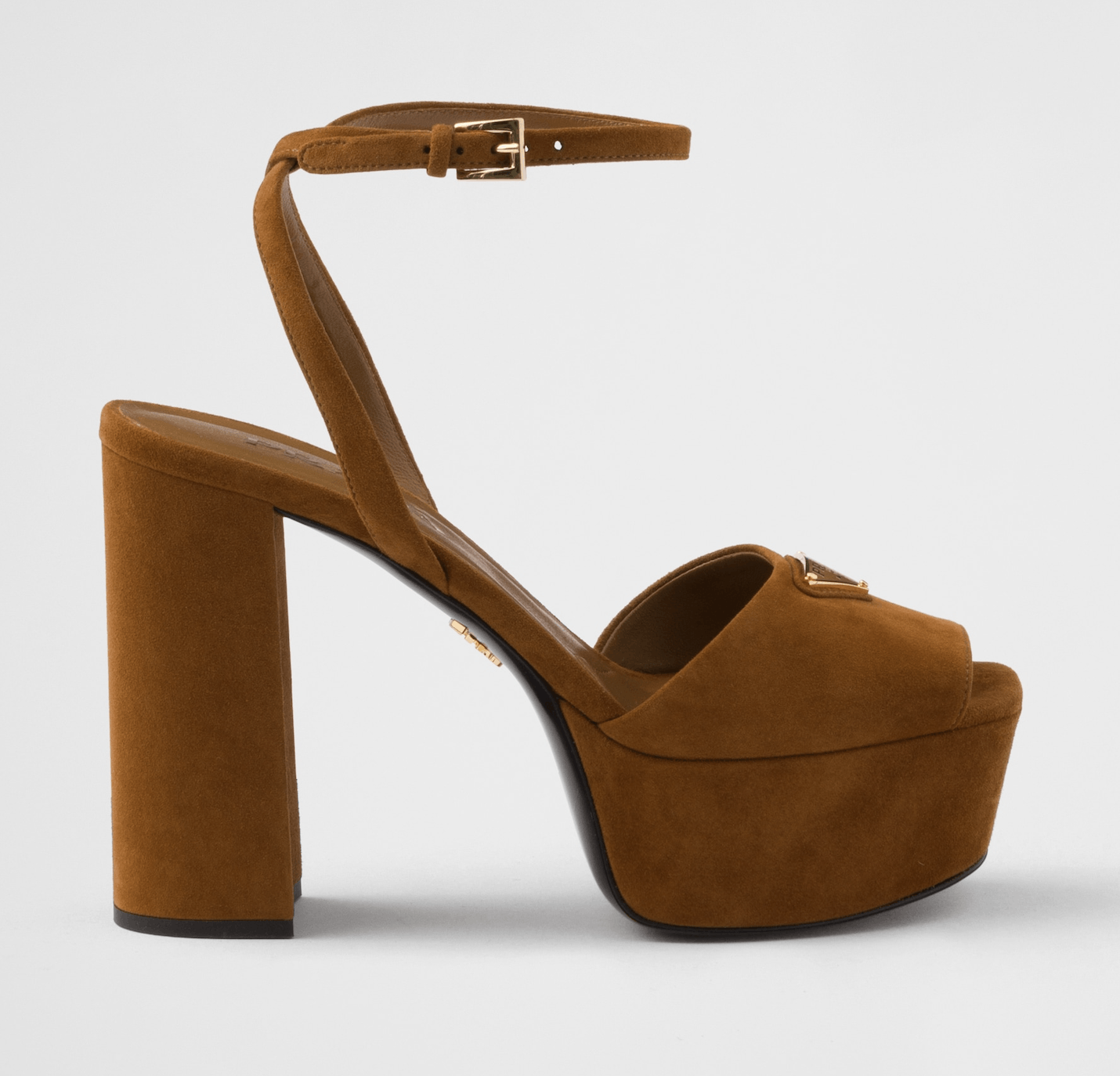 Prada Prada 115 Cognac Suede Platform Sandal Block Heel Pump 38.5 Size US 8.5 / IT 38.5 - 3 Thumbnail