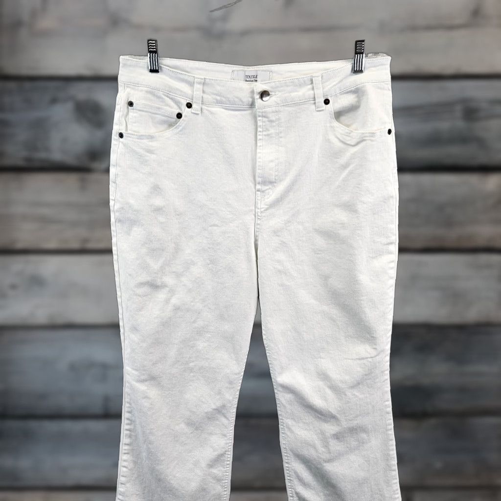 Elizabeth and James Textile Elizabeth and James Womens Flare Jeans Sz 14 Solid White High Rise Denim Cotton Blend 32in Inseam Womens Jeans Size 36" / US 14 / IT 50 - 1 Thumbnail