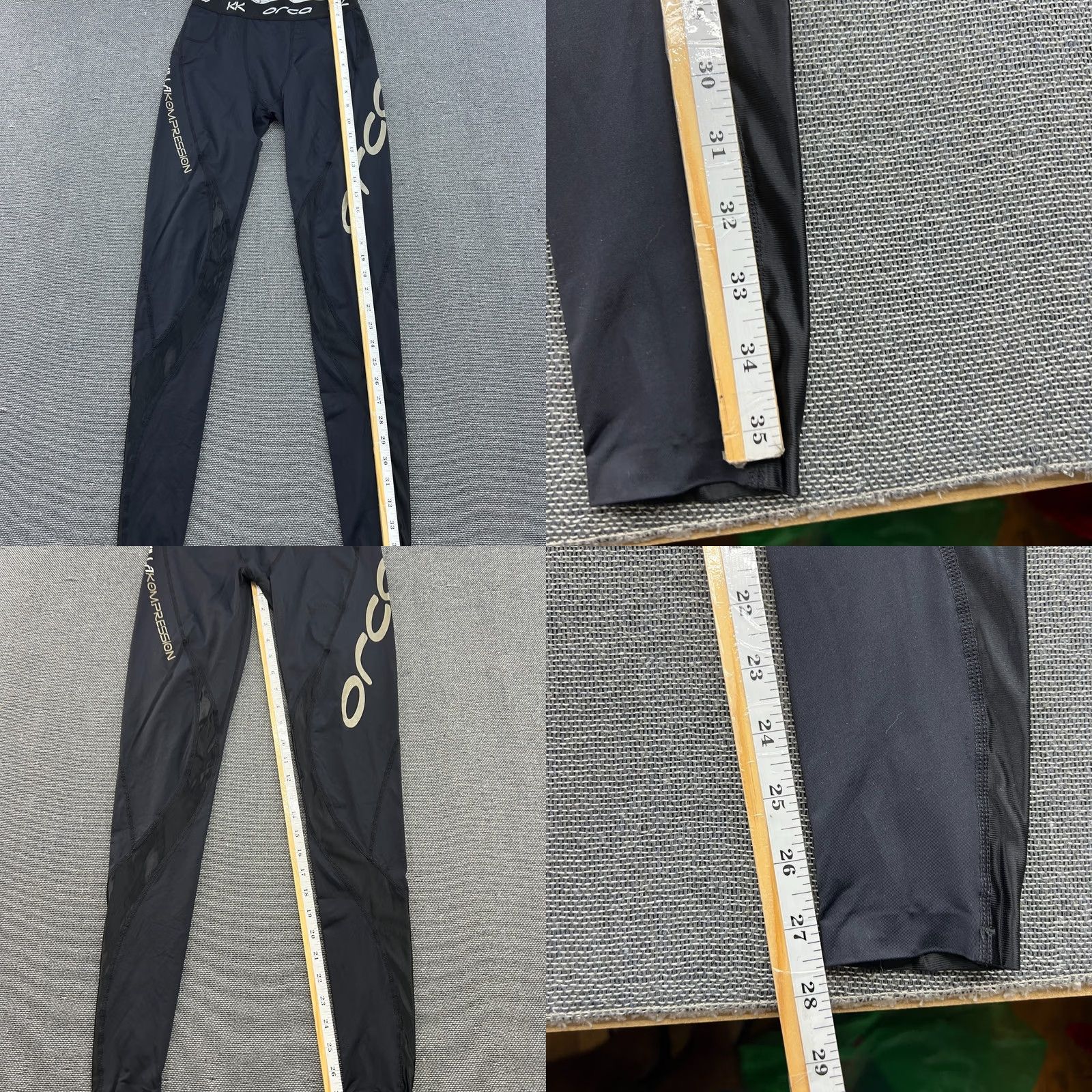 Vintage ORCA Mens Compression Pants Medium Sport Spandex Black Tights Athletic Pants Track Sports Mens ACOS Size US 31 - 8 Thumbnail