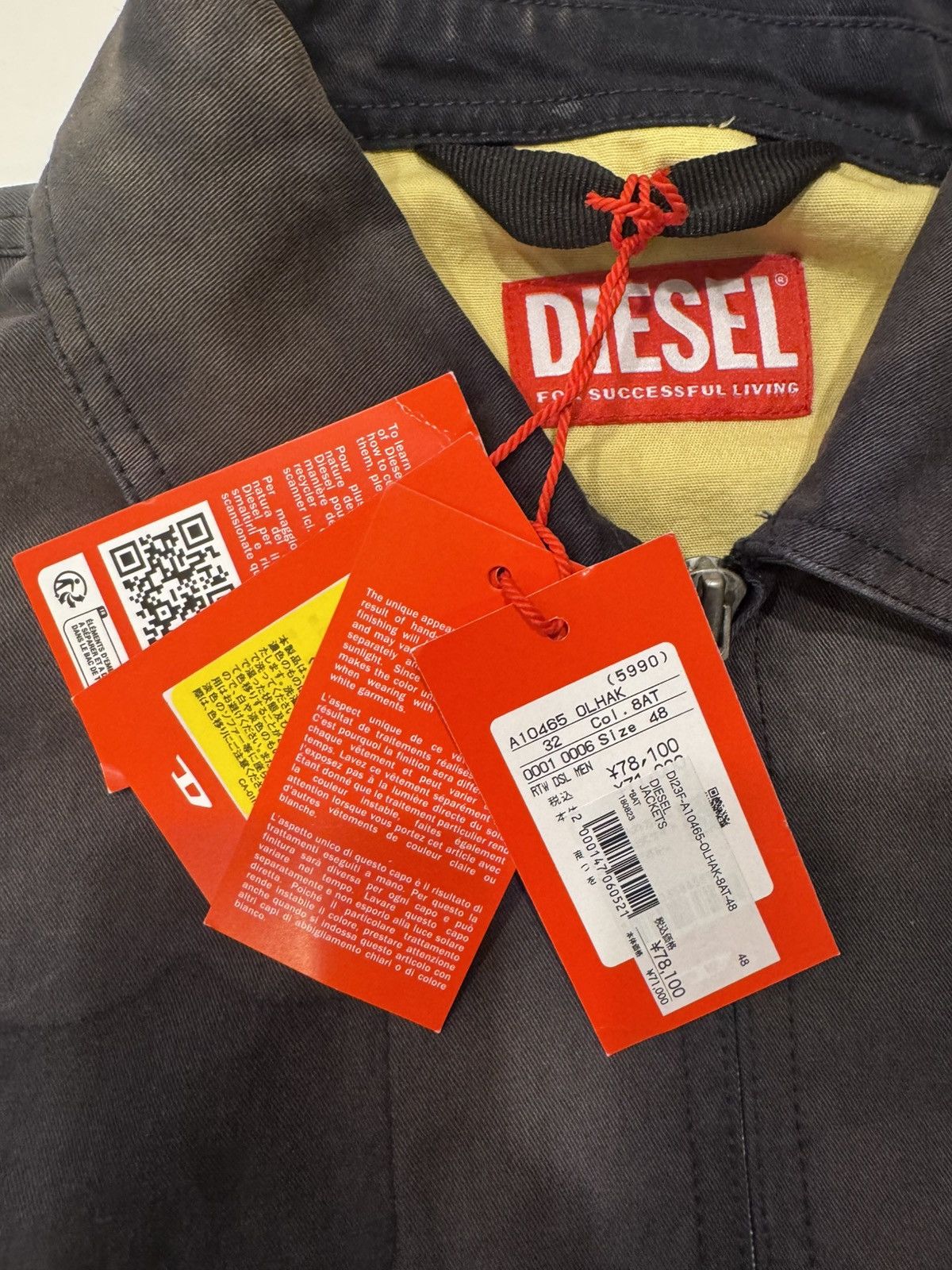 Diesel Mens cotton jacket with vintage effects navy/gold Size US M / EU 48-50 / 2 - 2 Thumbnail