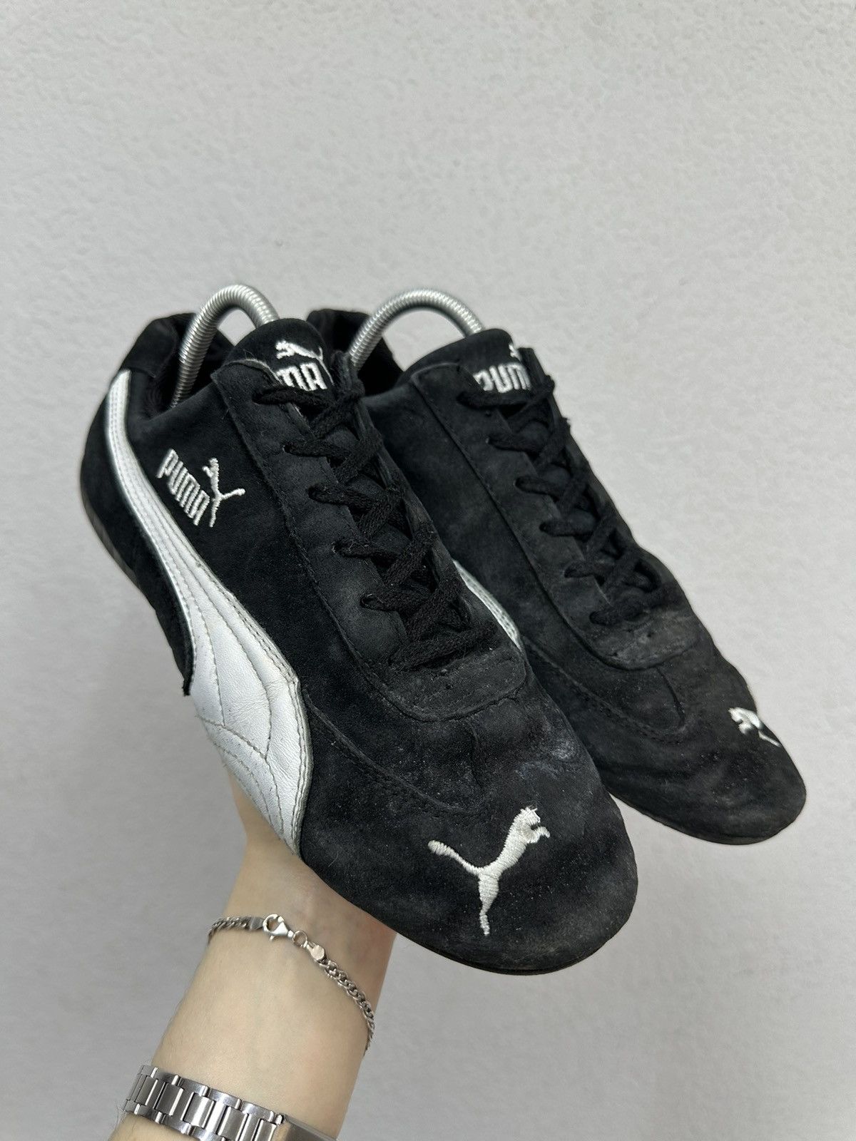 Puma Puma Future Cat Black Silver Driving Shoes Vintage 2000s Y2K 