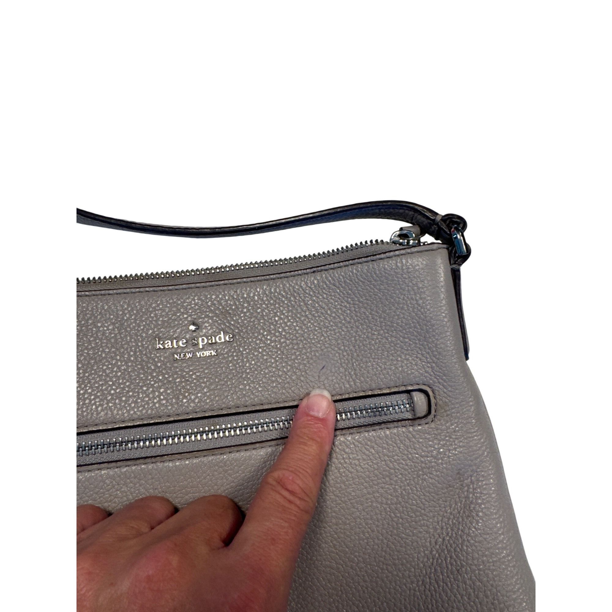 Kate Spade Kate Spade Pebbled Leather Shoulder Bag Gray with Adjustable Size ONE SIZE - 14 Thumbnail