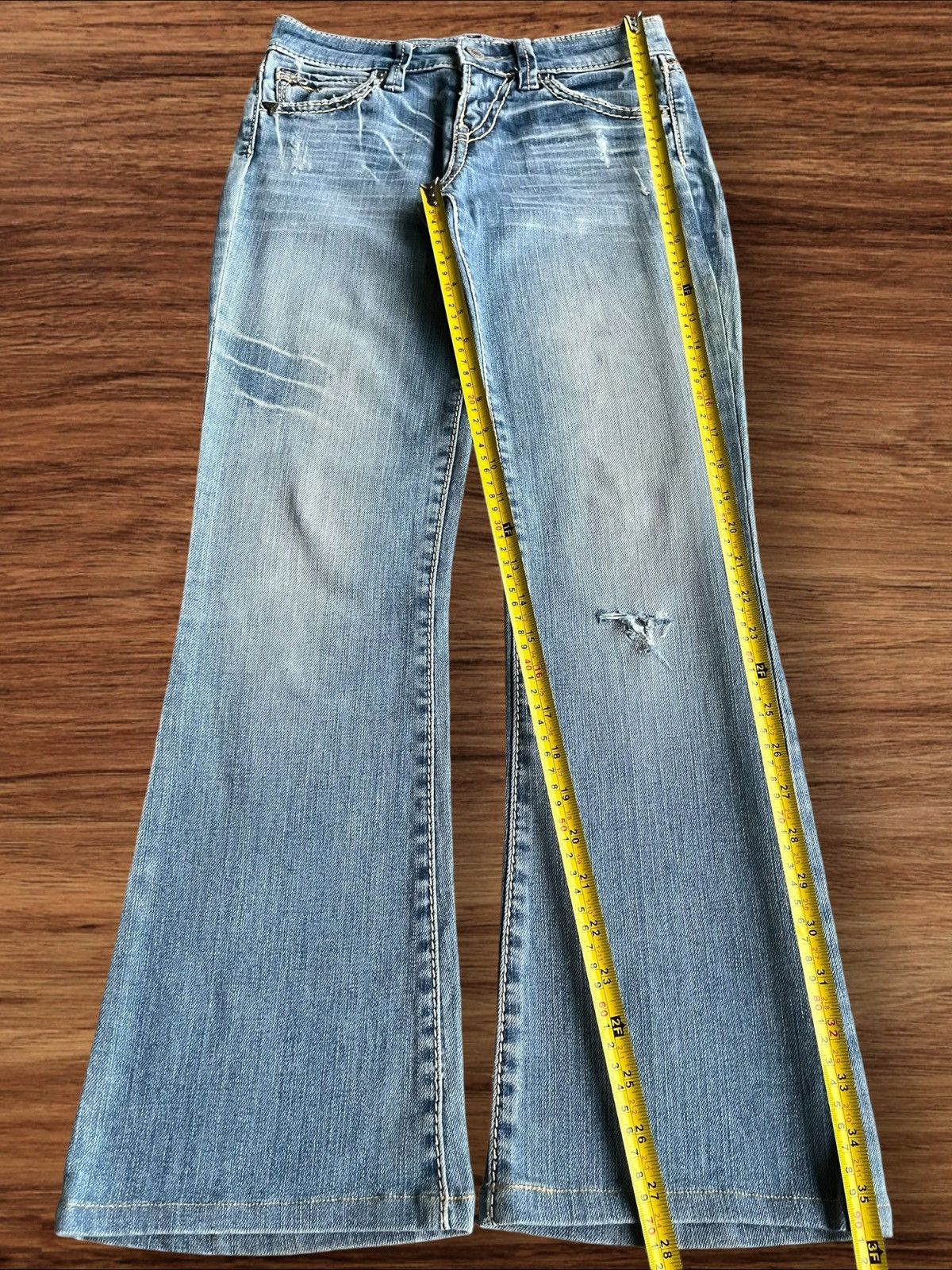 Hysteric Glamour Vintage Y2K Japanese Brand Blue Washed Low Rise Flare Jeans Size 26" / US 2 / IT 38 - 12 Thumbnail