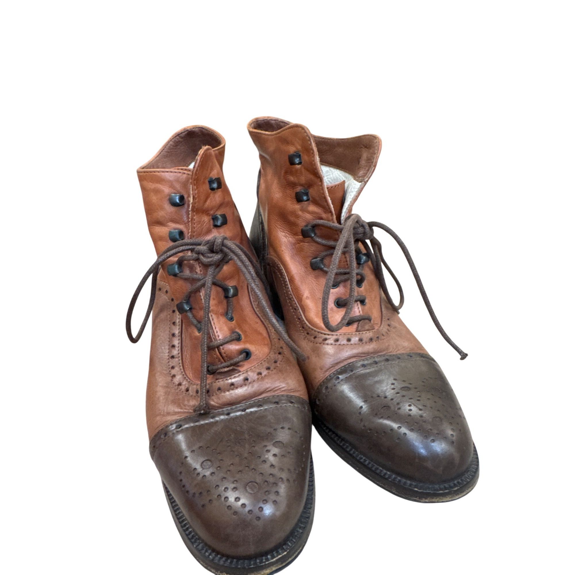 Other Tano Italian Made Womens Brown Leather Lace-Up Ankle Boots S Size US 6.5 / IT 36.5 - 5 Thumbnail