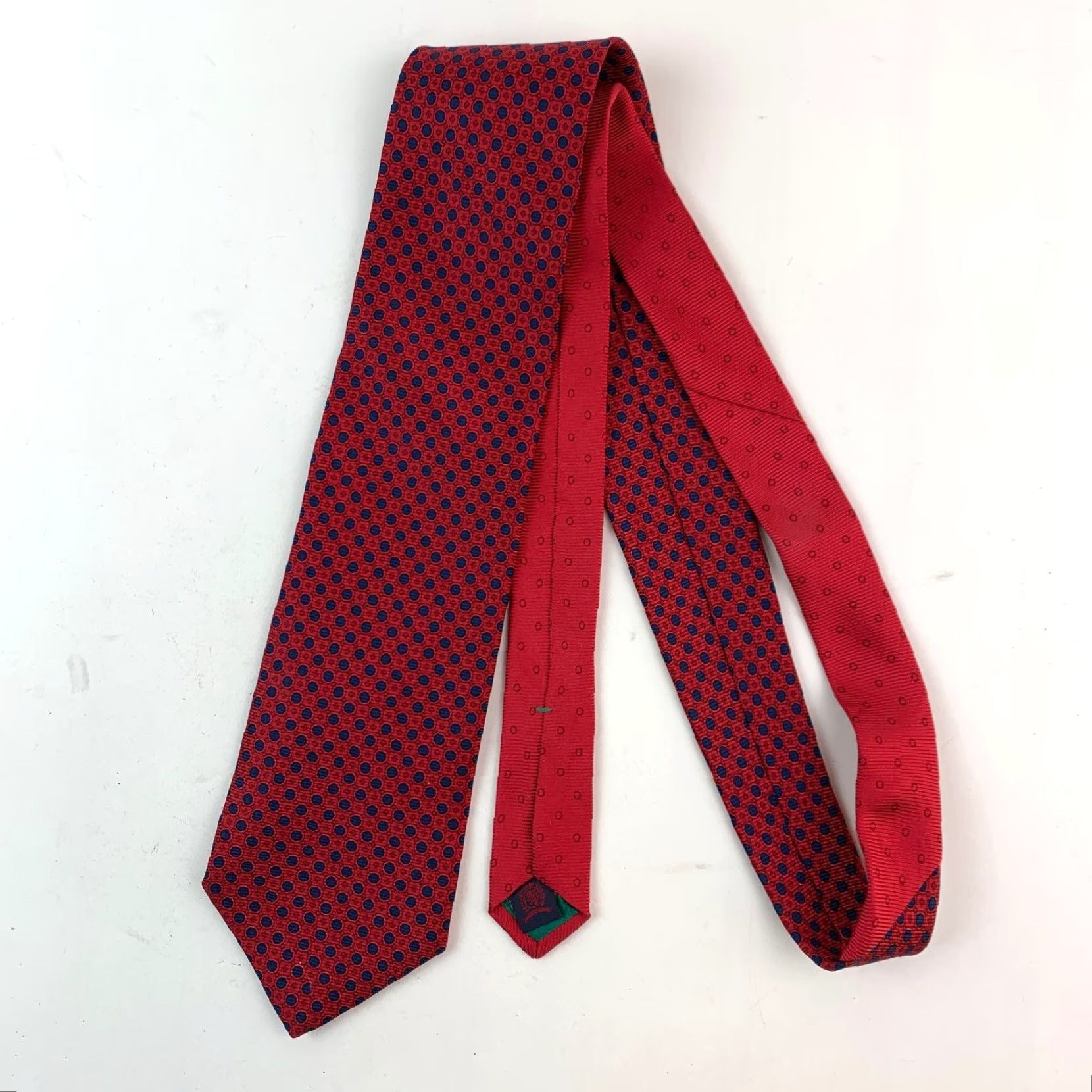 Tommy Hilfiger Tommy Hilfiger Necktie Men's Red Navy Geometric Dots Silk Printed In Italy 56" Short Vintage No Size ONE SIZE - 5 Thumbnail