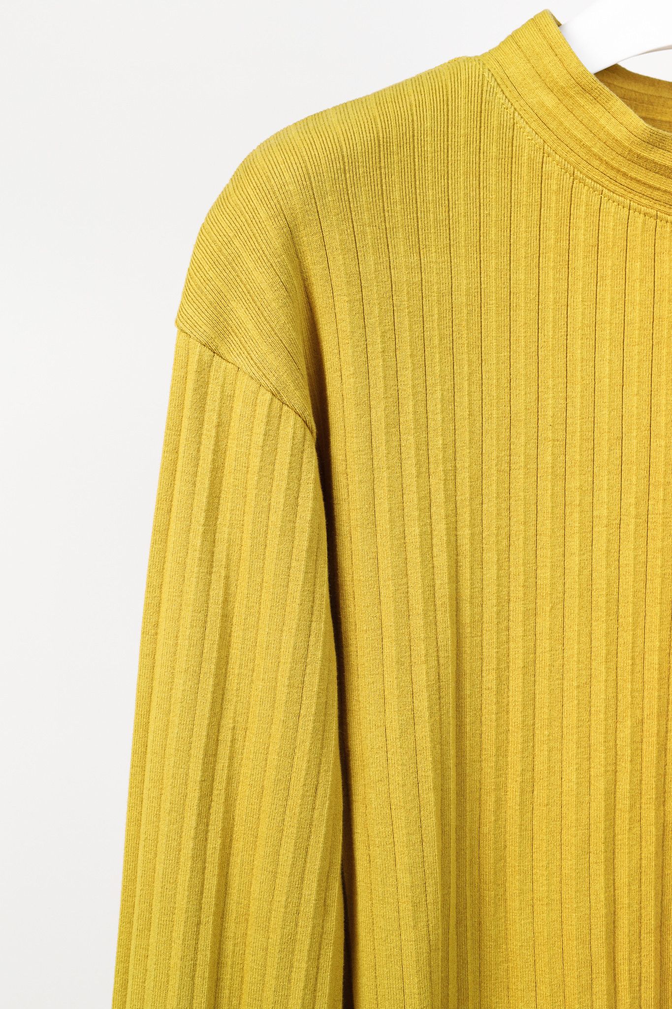 Marni Marni Chartreuse Cotton Ribbed-Knit Mock Neck Top Size US L / EU 52-54 / 3 - 5 Thumbnail