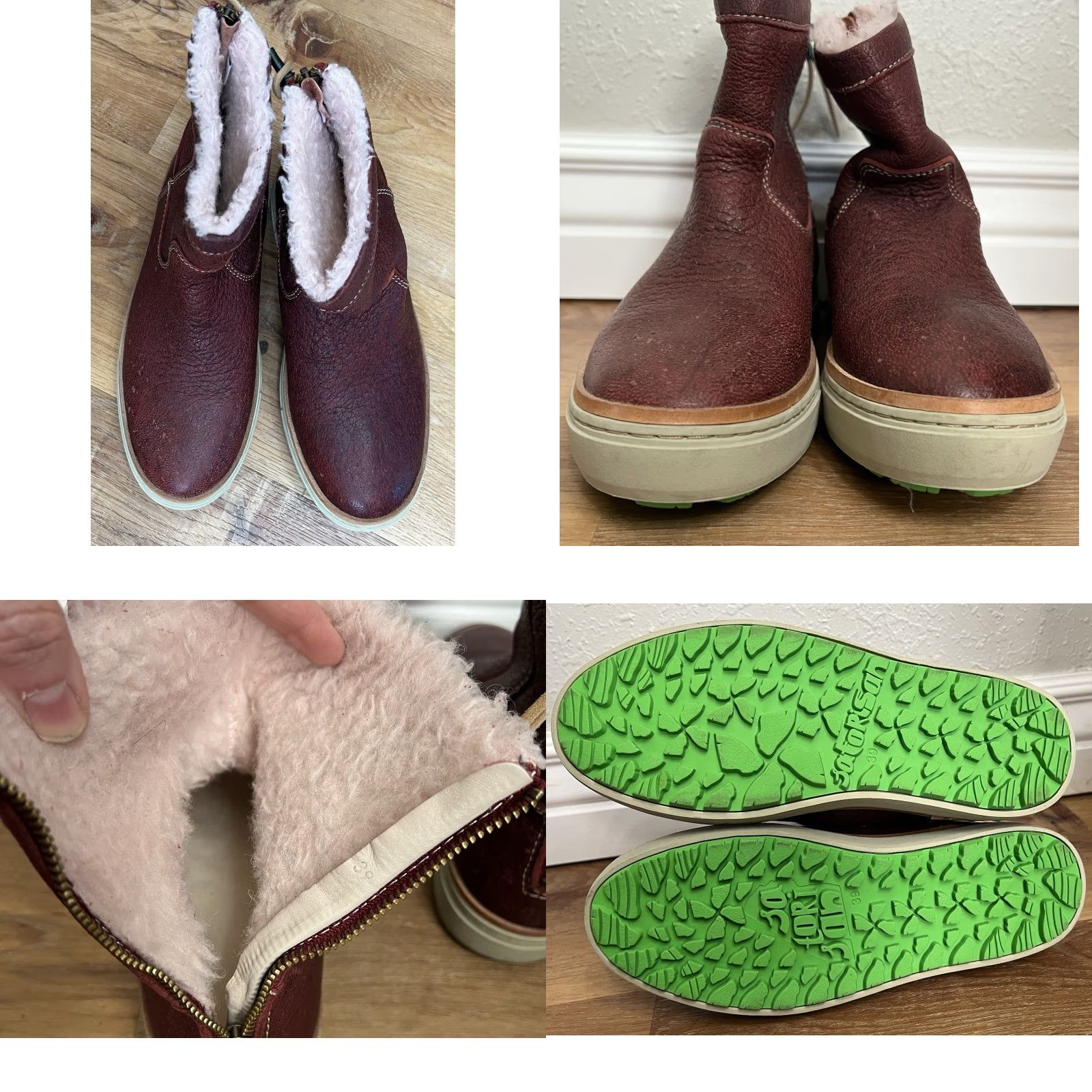 Vintage Satorisan Tewa Bootie Leather Wool Lined Women's Boot 39 US 8 Mahogany Wine Red Wool Upper Lined Insoles Wool Lining Wool Outsole Leather Vintage? Size US 9 / IT 39 - 8 Thumbnail