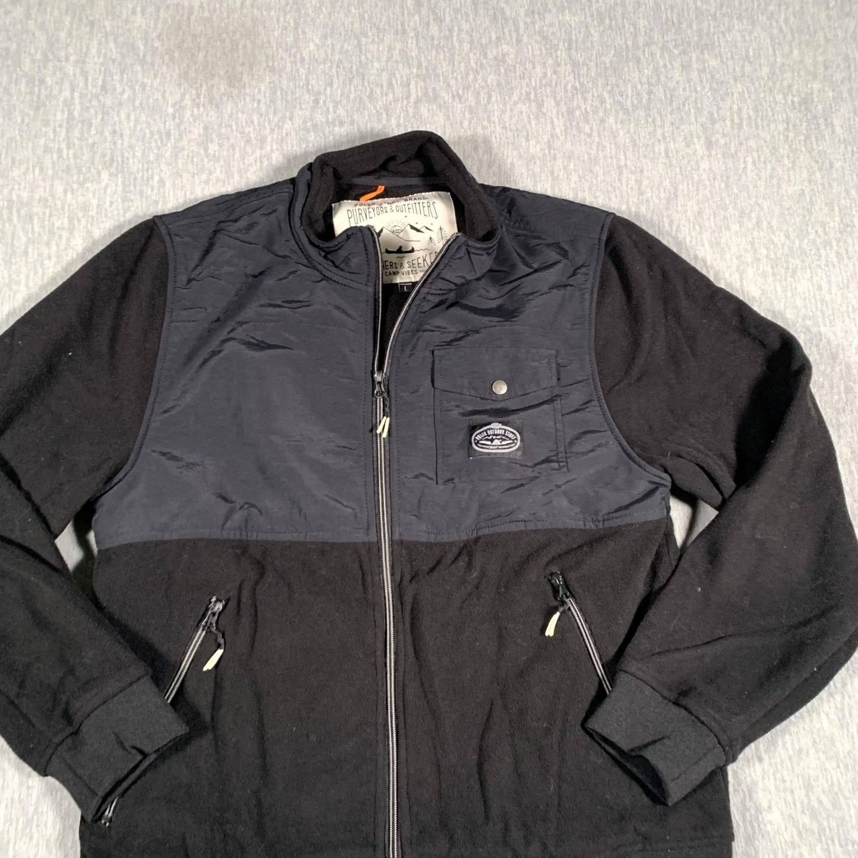 Poler Poler Outdoor Stuff Jacket Mens Large Black Fleece Full Zip Nylon Panel Camp Size US L / EU 52-54 / 3 - 2 Thumbnail