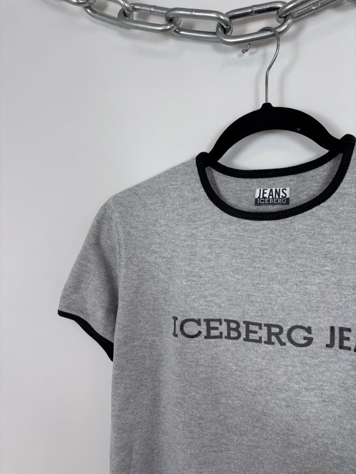 Iceberg Vintage Iceberg Jeans Women’s Big Logo Grey T-Shirt Tee Size L / US 10 / IT 46 - 3 Thumbnail