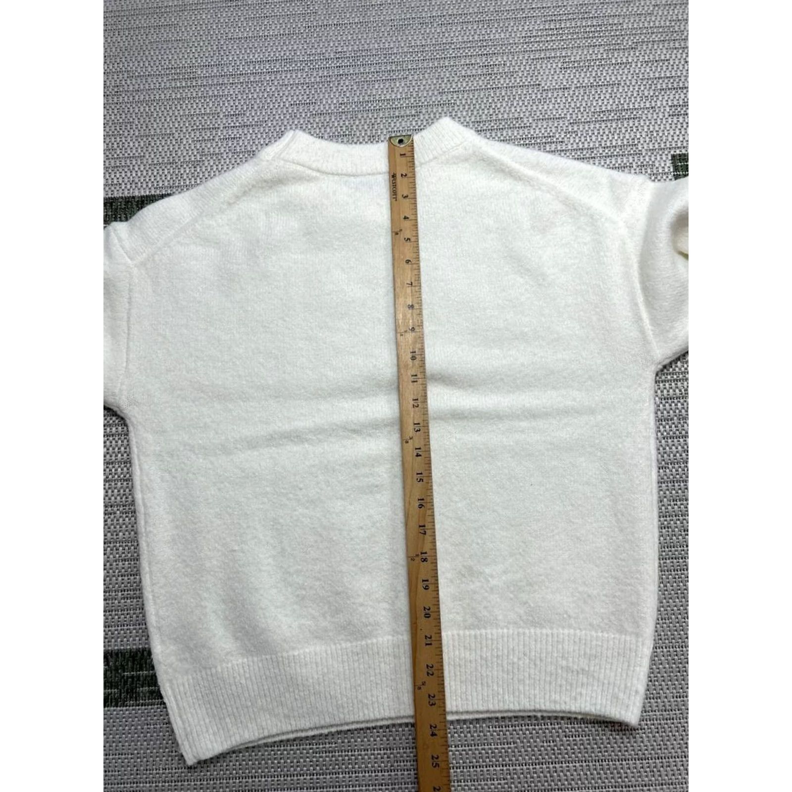 Vintage Pilcro Avara Sweater Womens M White Knit Pullover Crew Neck Pullover Casual Winter Fall 100% Cashmere Knit Size M / US 6-8 / IT 42-44 - 7 Thumbnail