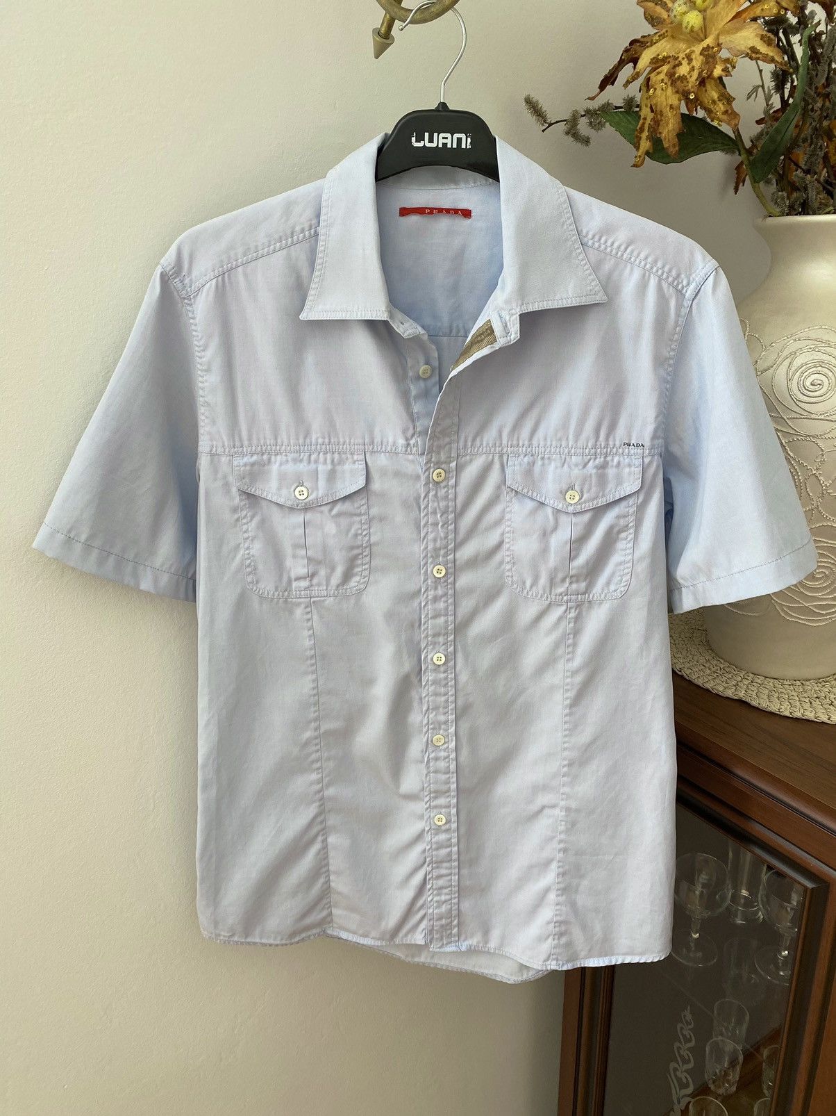 Prada Vintage Prada Short Sleeve Button Up Shirt Size US L / EU 52-54 / 3 - 1 Thumbnail