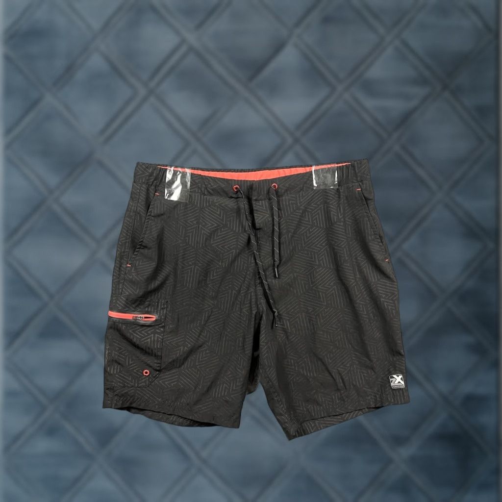 ZeroXposur ZeroXposur Men’s Plunge Swim Trunks Black UPF 50+ Size L Geometric Pattern Trunks Activewear Dual Pockets Drawstring Men Size US 33 - 1 Thumbnail