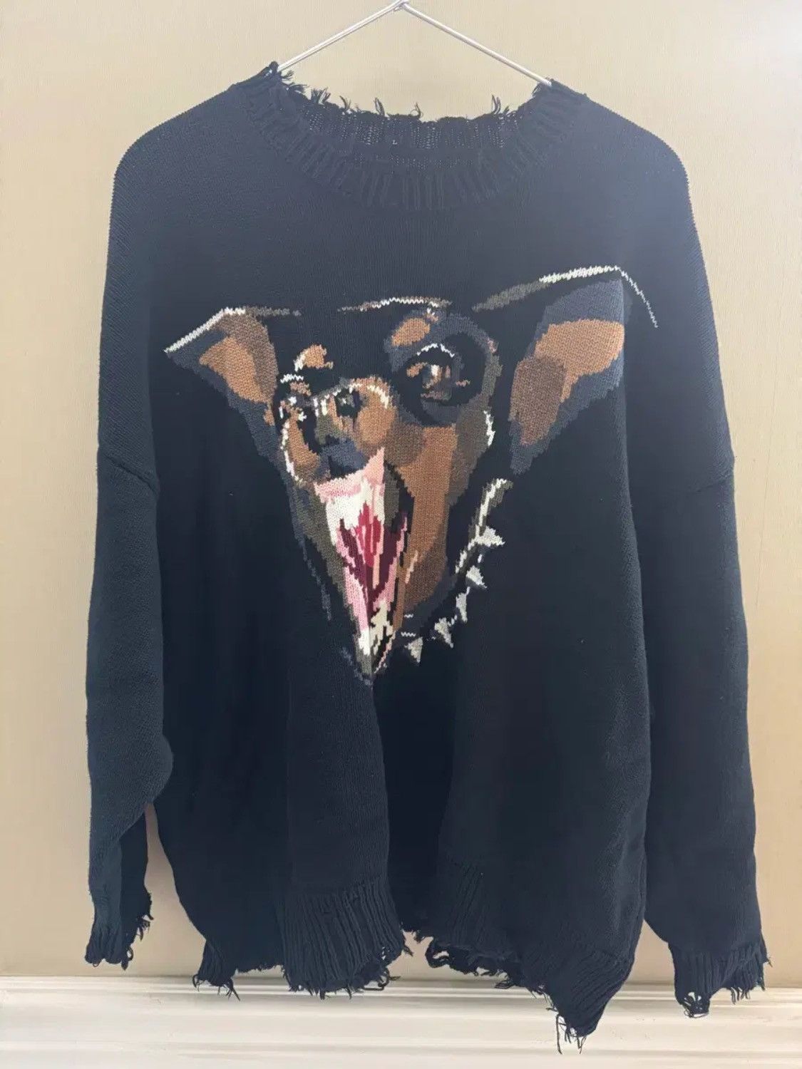 R13 R13 Chihuahua Distressed Knit Sweater Size L / US 10 / IT 46 - 1 Thumbnail