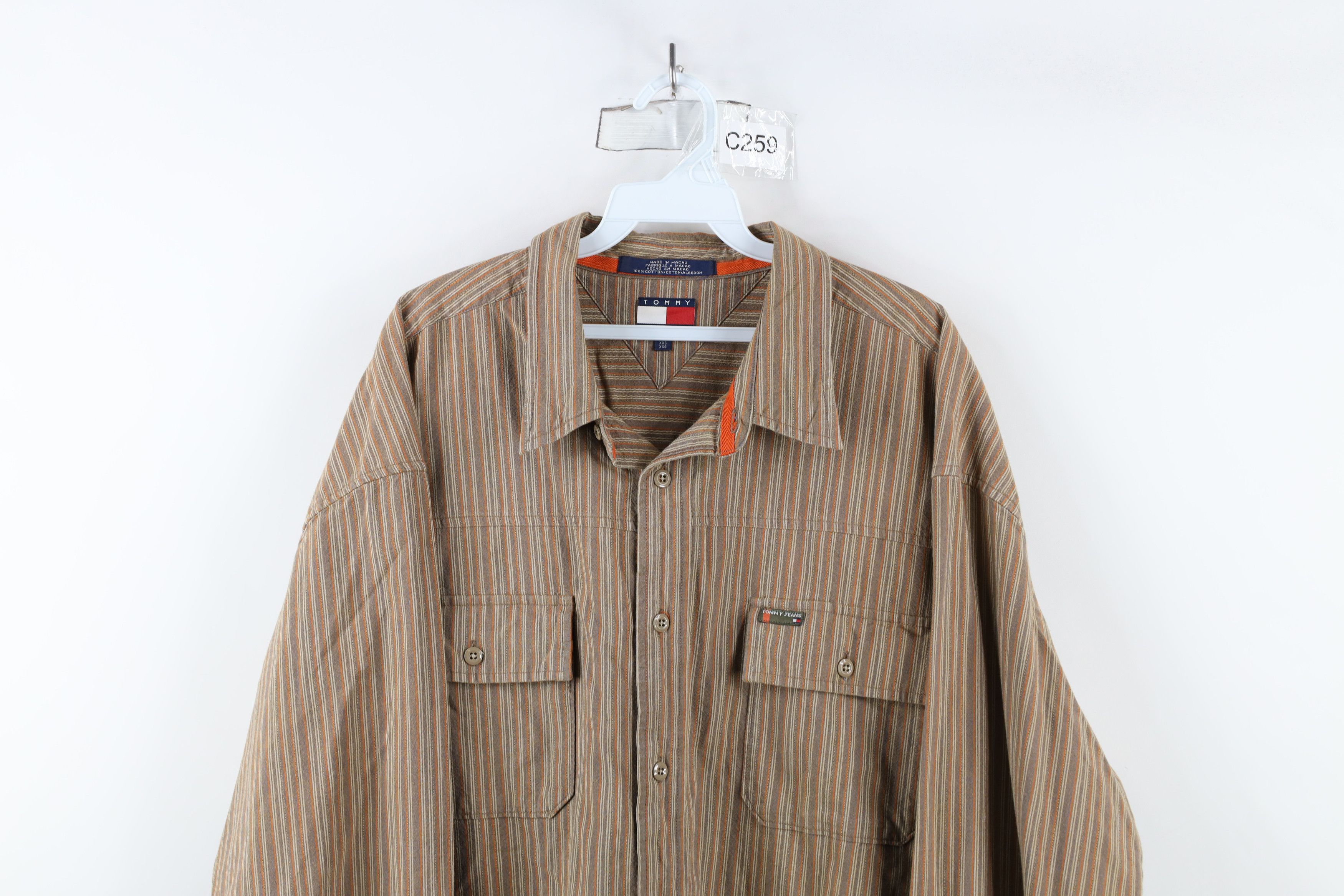 Tommy Hilfiger × Vintage Vintage 90s Tommy Hilfiger Heavyweight Striped Button Shirt Size US XXL / EU 58 / 5 - 2 Thumbnail