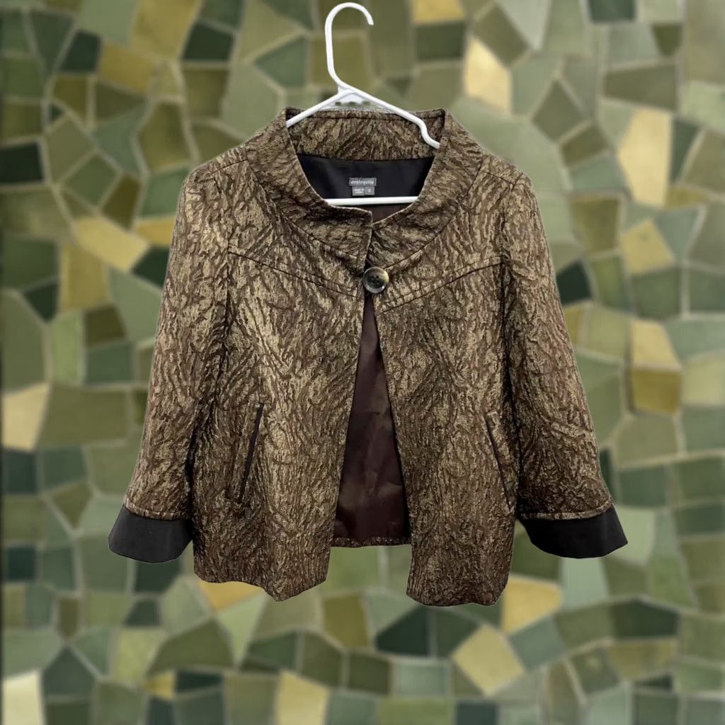 CLOSED Womens Anthracite Brown Single Button Close 3/4 Sleeve Jacket Size 8 Size M / US 6-8 / IT 42-44 - 1 Thumbnail