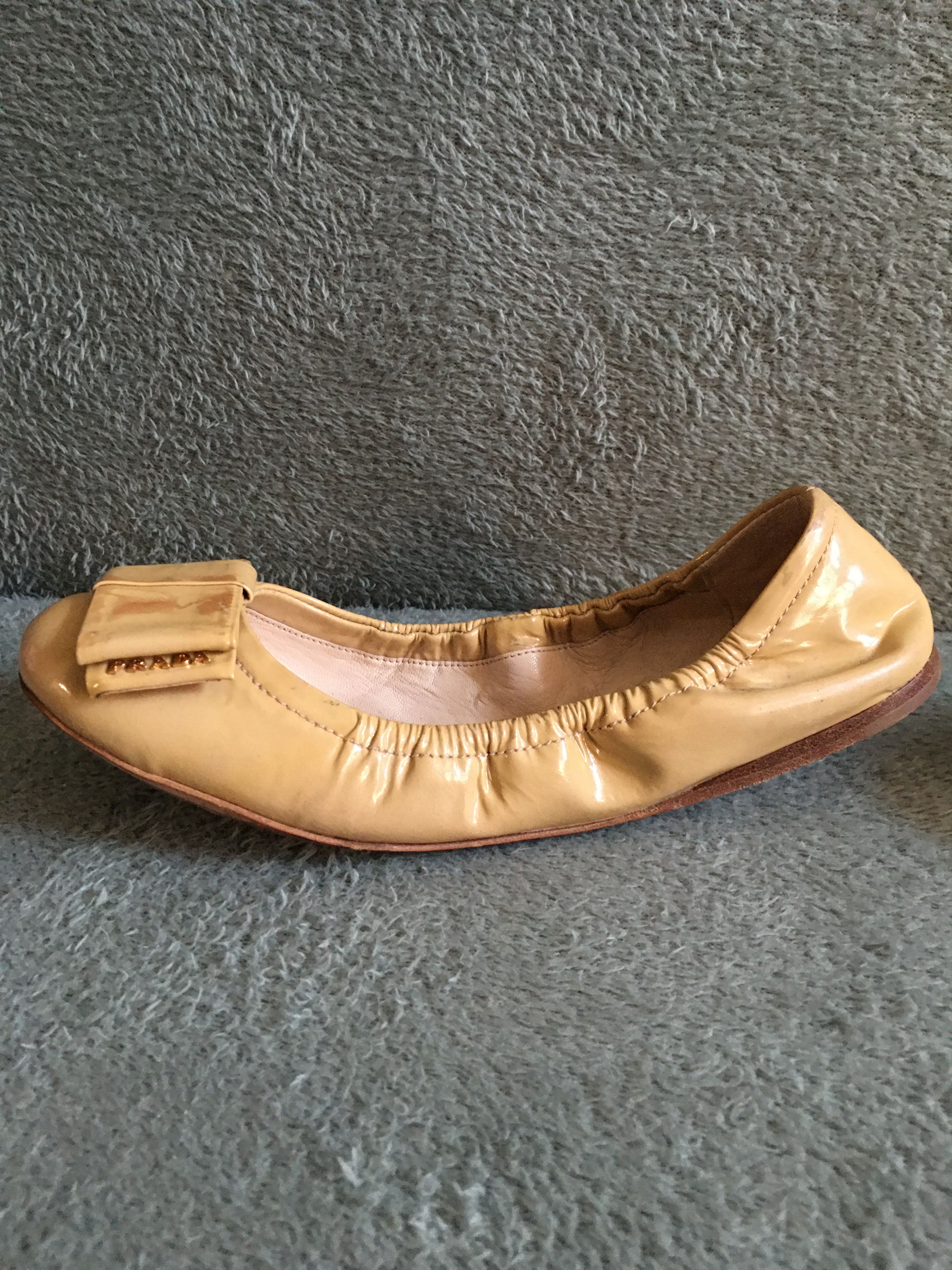 Prada × Vintage PRADA Beige Patent Leather Balets Flats Pumps EU37.5 Size US 7.5 / IT 37.5 - 3 Thumbnail