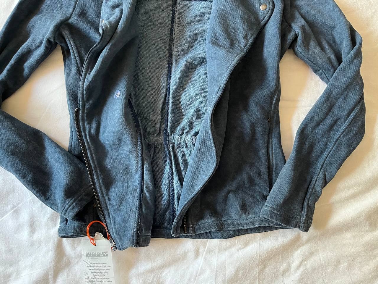Napapijri × Vintage Napapijri vintage navy blue distressed cotton biker jacket Size S / US 4 / IT 40 - 4 Thumbnail