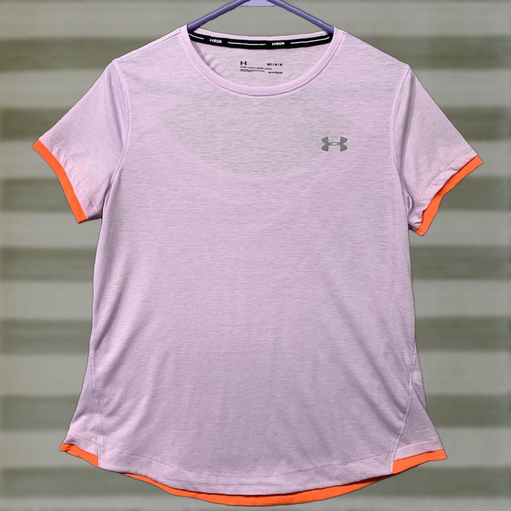 Under Armour Under Armour Run Pullover Top Womens M Lt Purple & Orange Logo Fitted Shirt Size M / US 6-8 / IT 42-44 - 1 Thumbnail