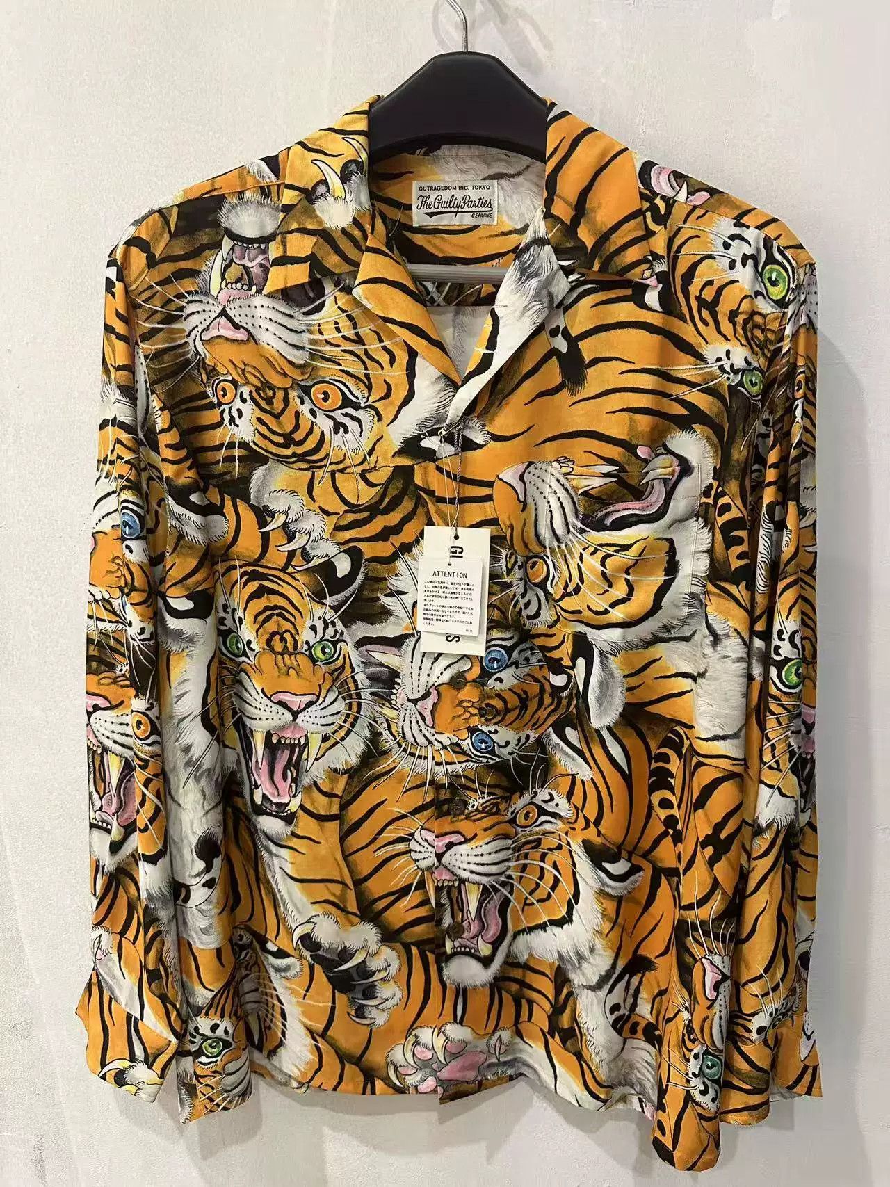 Wacko Maria WACKO MARIA Hundred Tigers Hawaiian Long Sleeve Shirt XL Size US XL / EU 56 / 4 - 1 Thumbnail