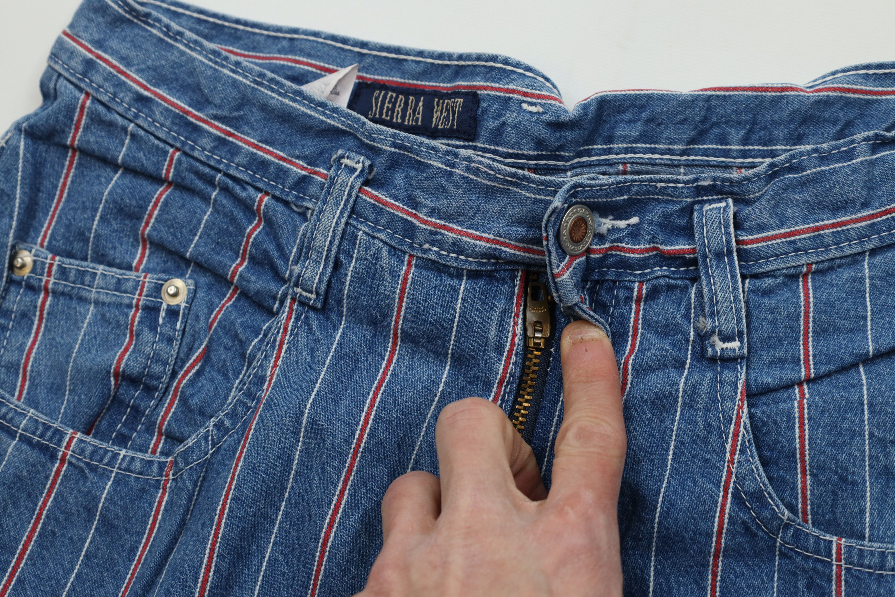 Vintage Vintage 90s Streetwear Cuffed Striped Denim Jean Shorts Size 34" / US 12 / IT 48 - 7 Thumbnail