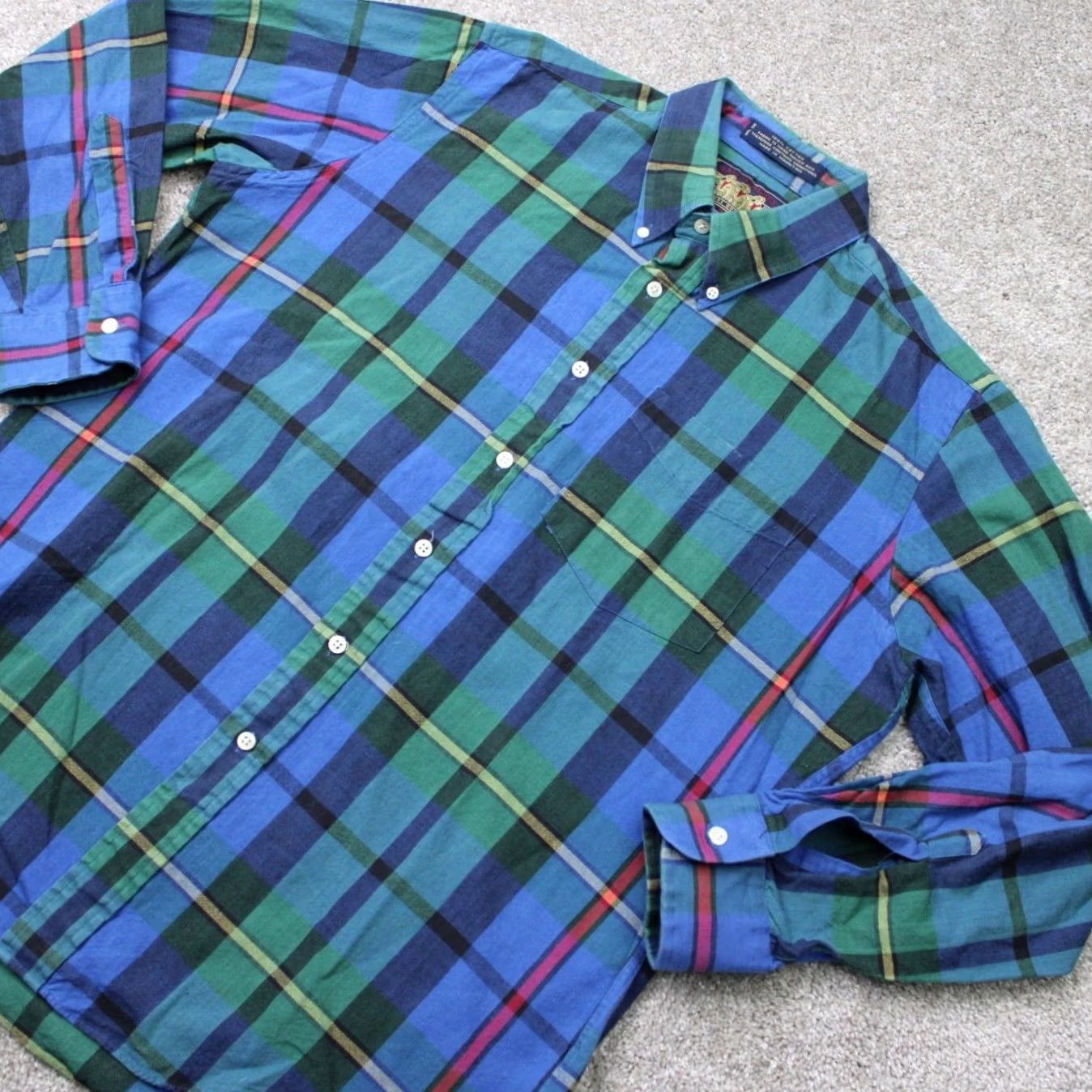 Ralph Lauren VINTAGE Ralph Lauren Chaps Shirt Mens Large Blue/Green L/S Button Up Boy Scout Tag Size US L / EU 52-54 / 3 - 4 Thumbnail