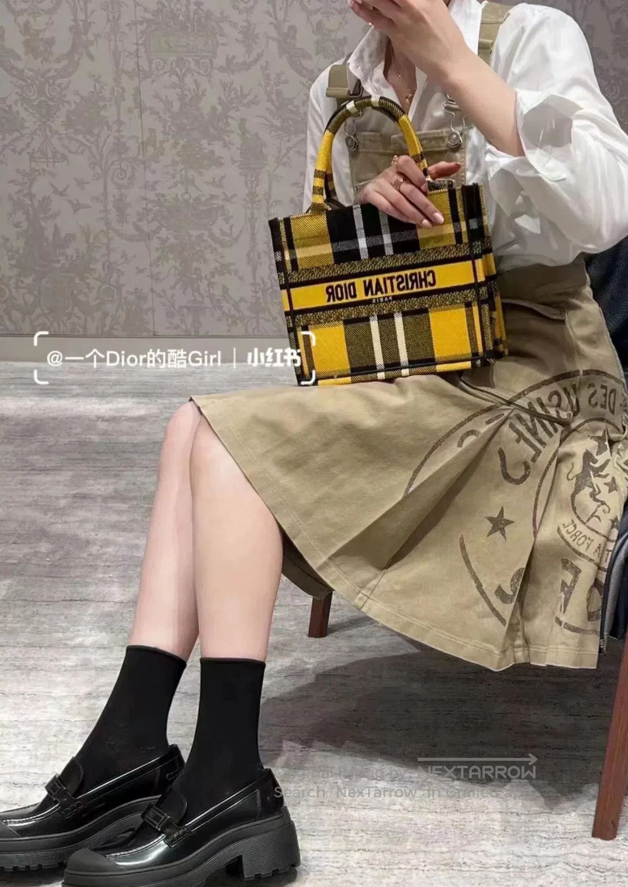 Dior Dior Yellow Plaid Small Tote Bag. Size ONE SIZE - 6 Thumbnail